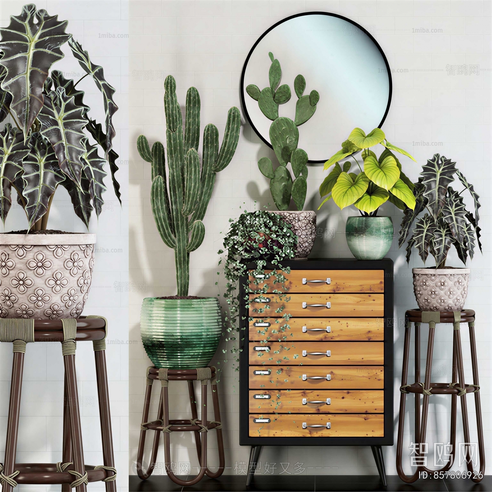 Modern Ground Green Plant Potted Plants