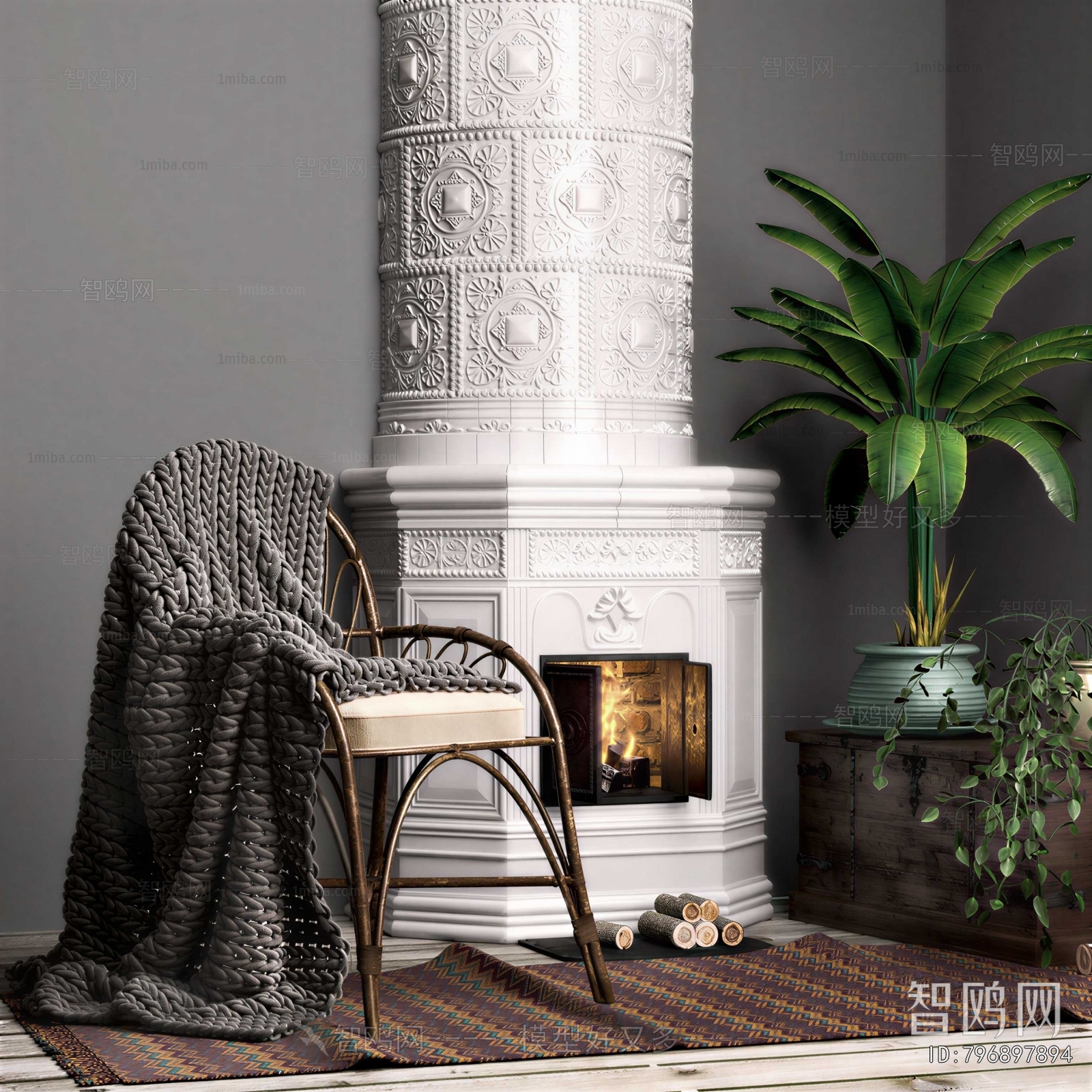 Simple European Style Fireplace