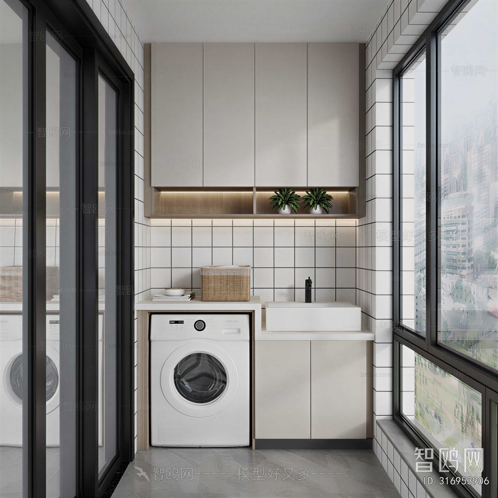 Modern Balcony Laundry Room