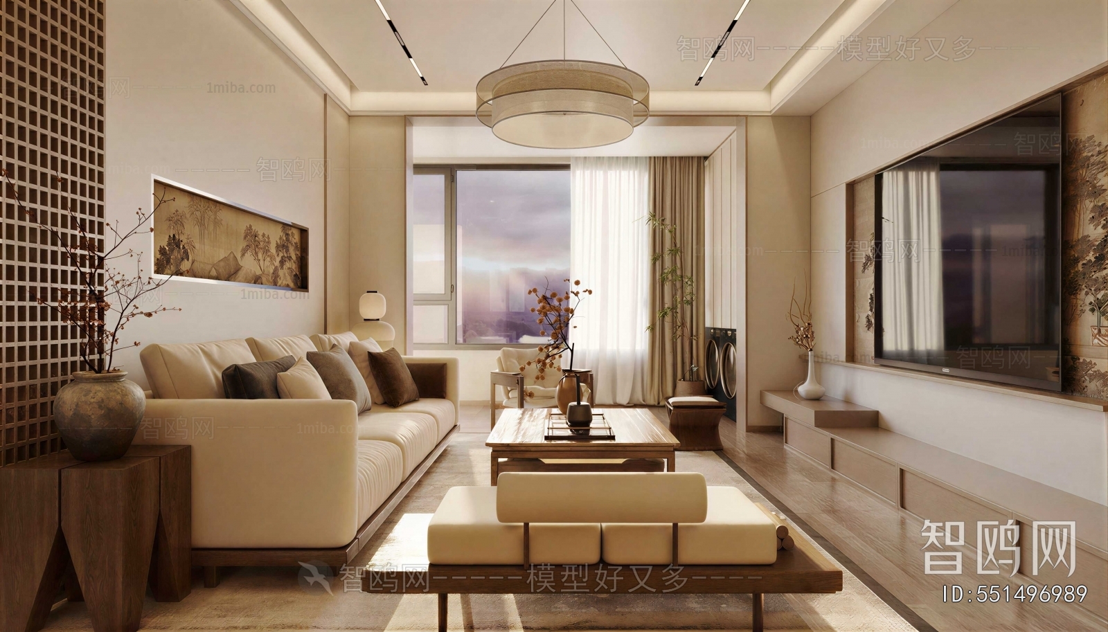 New Chinese Style A Living Room