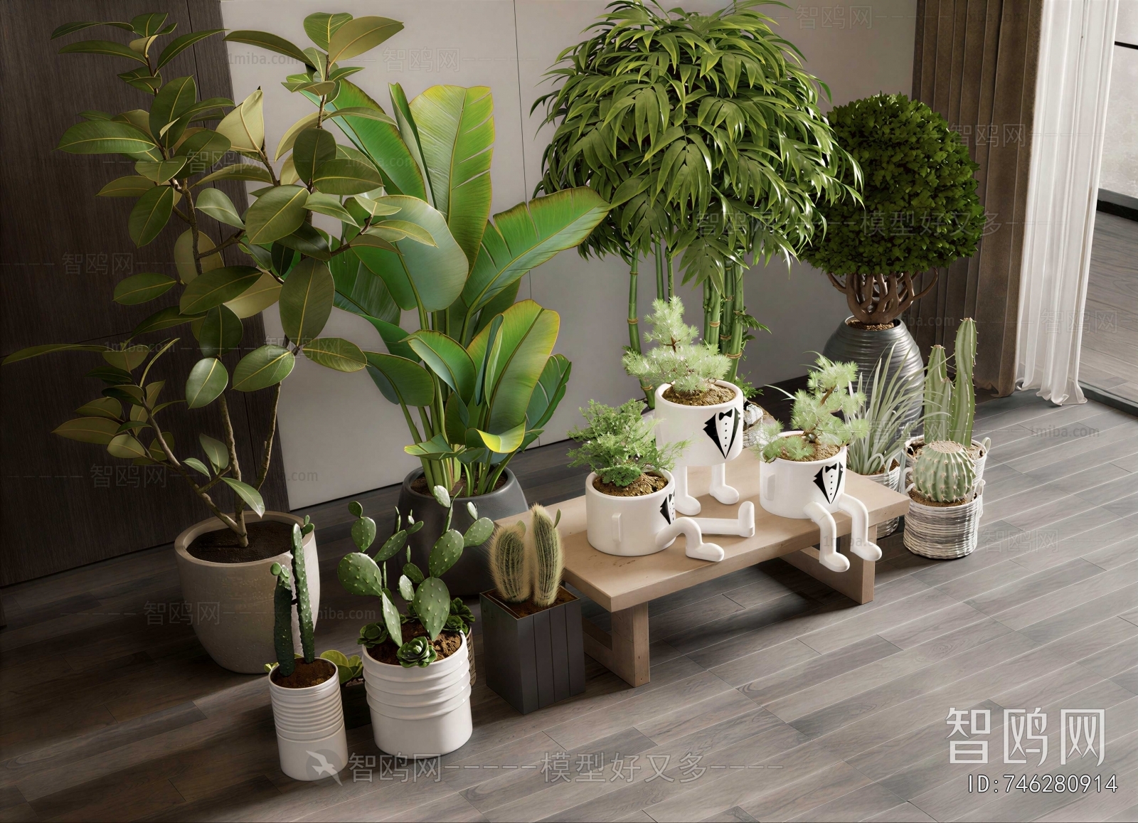 Modern Ground Green Plant Potted Plants
