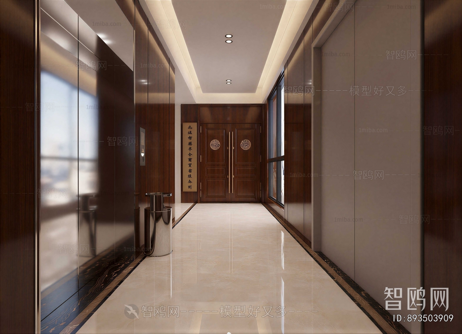 New Chinese Style Office Elevator Hall