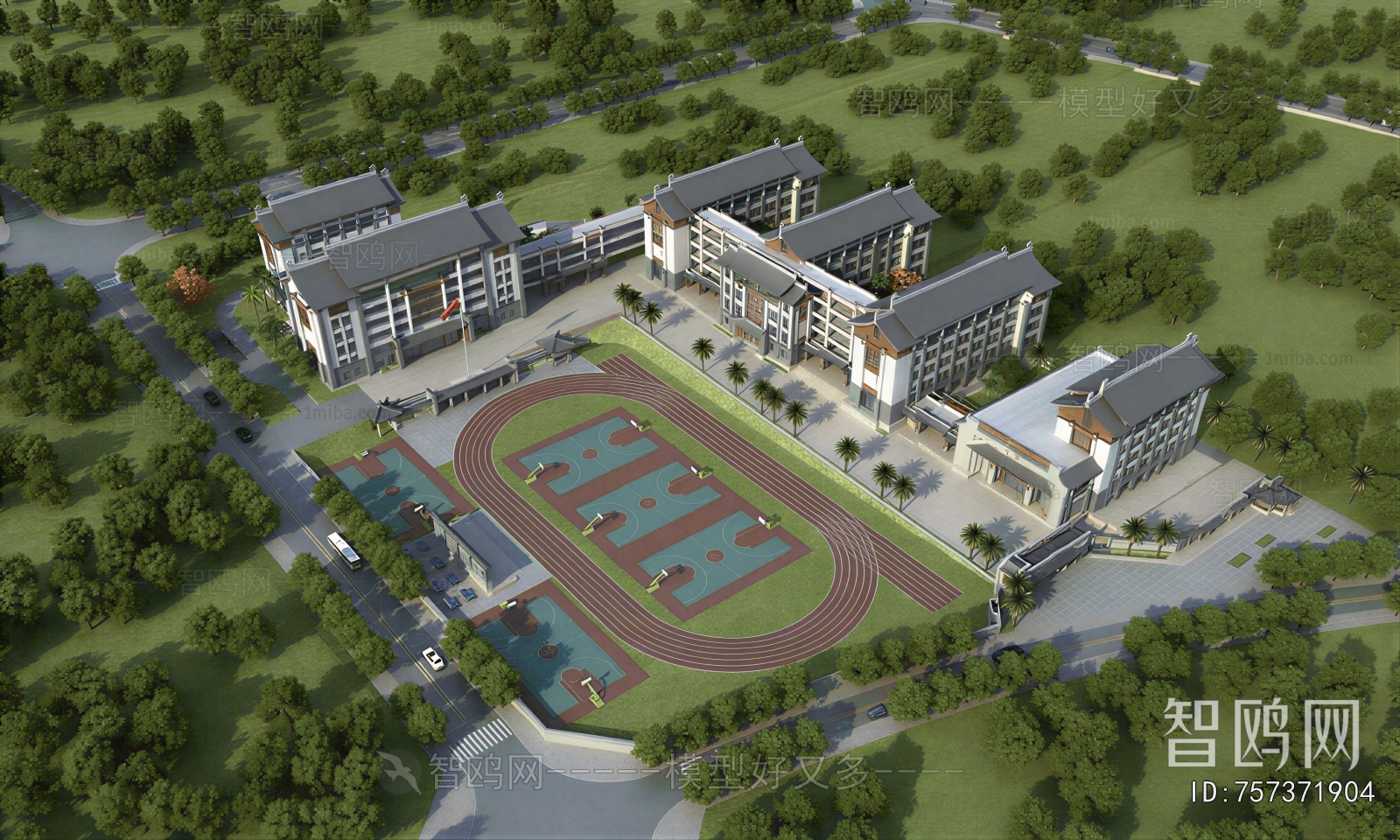 New Chinese Style Architectural Bird's-eye View Planning