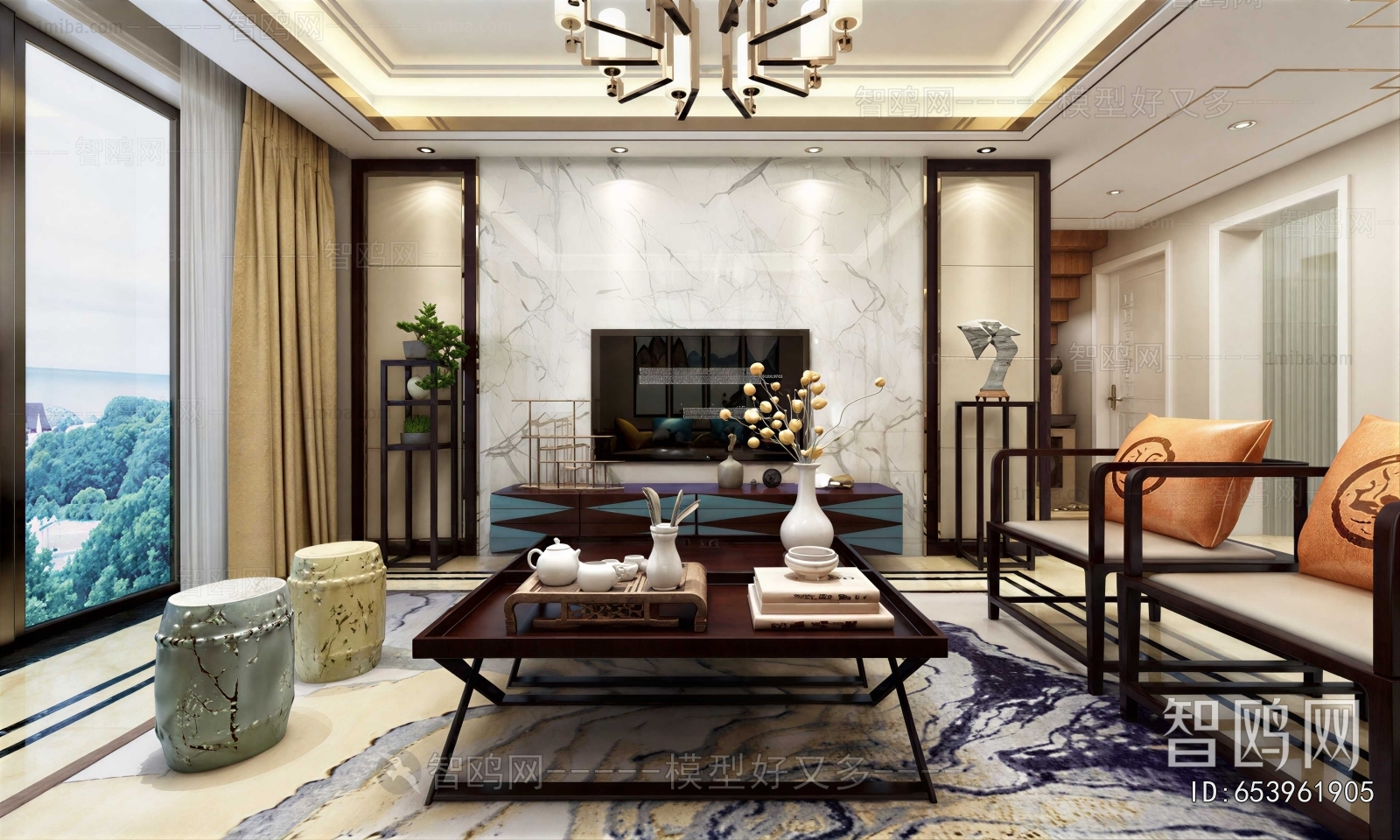 New Chinese Style A Living Room