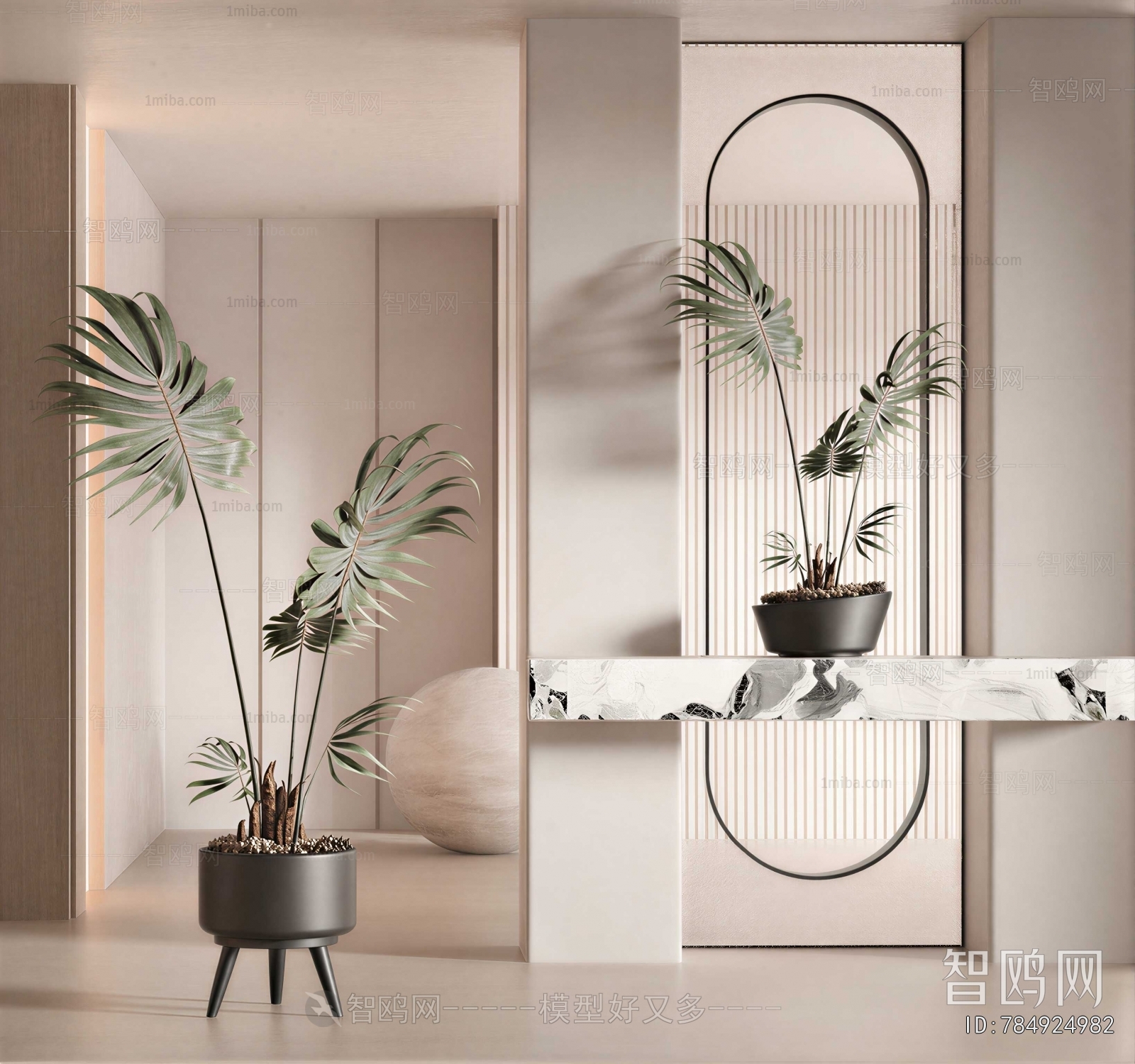 Modern Potted Green Plant