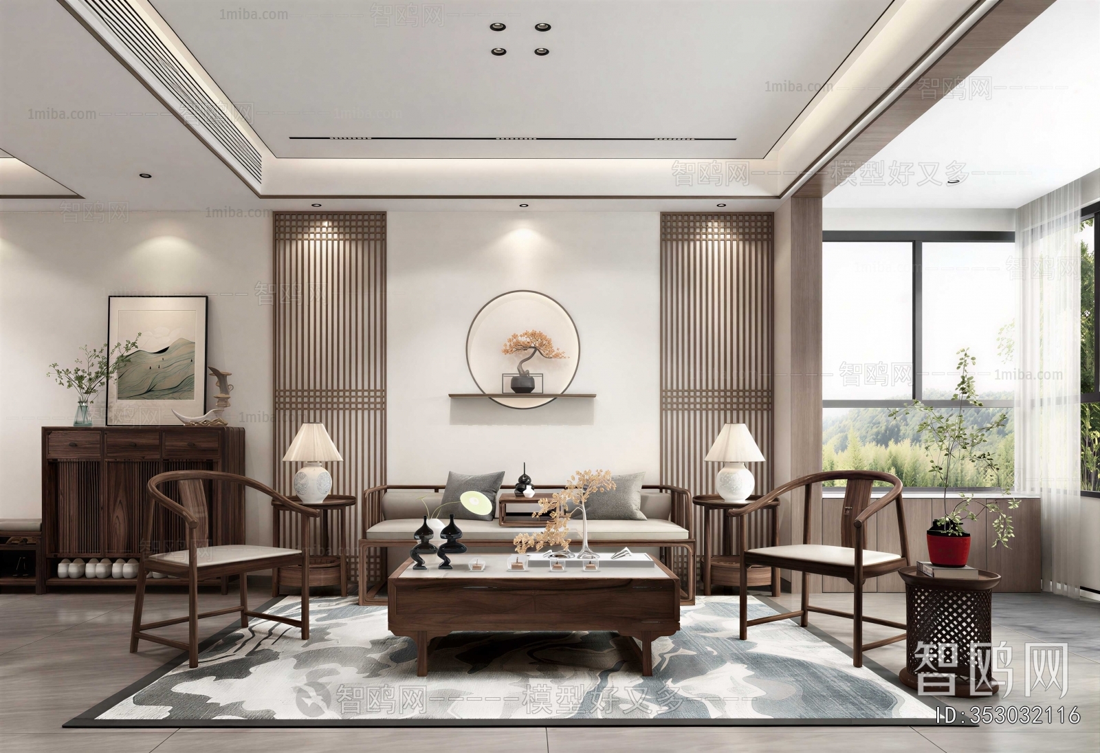 New Chinese Style A Living Room