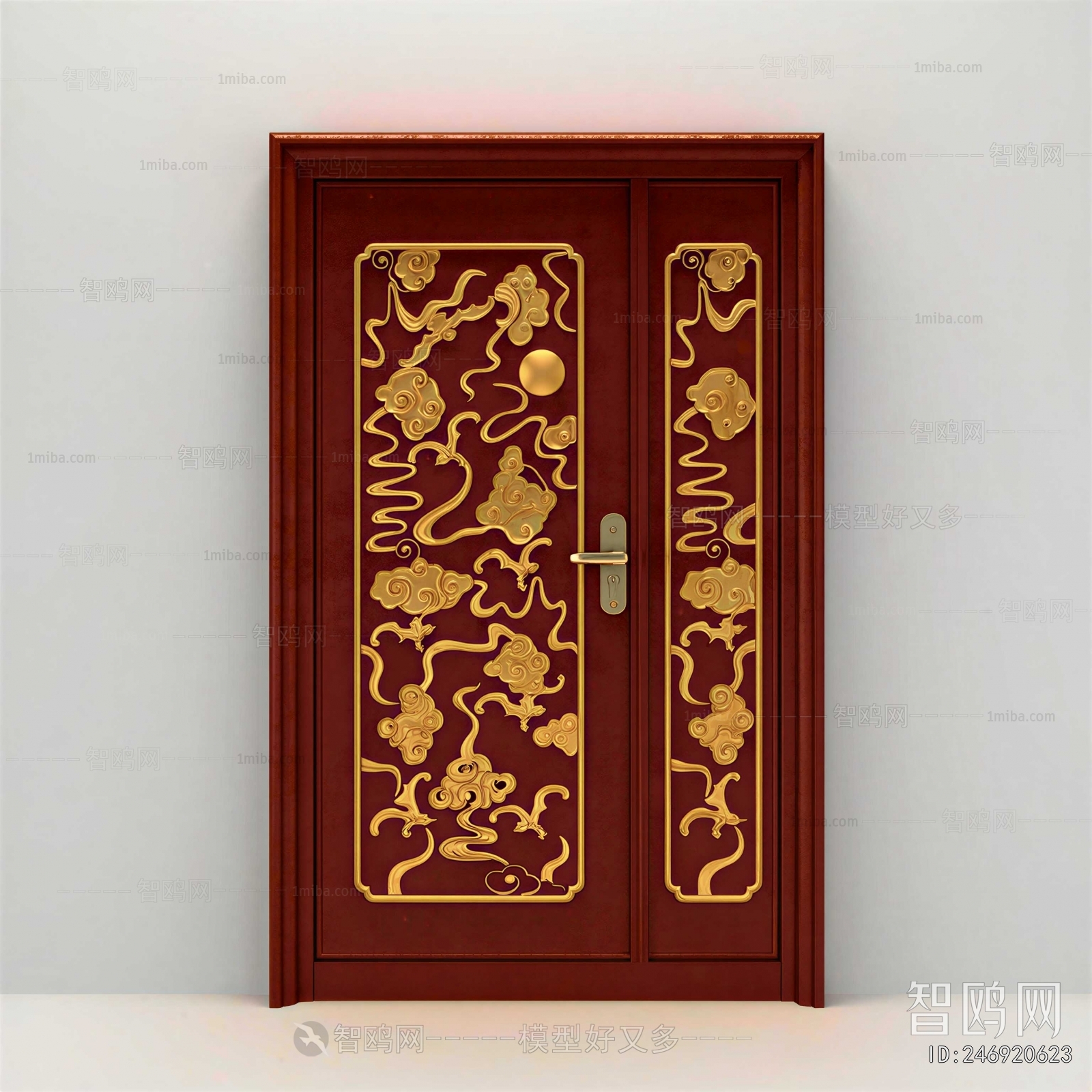Chinese Style Unequal Double Door