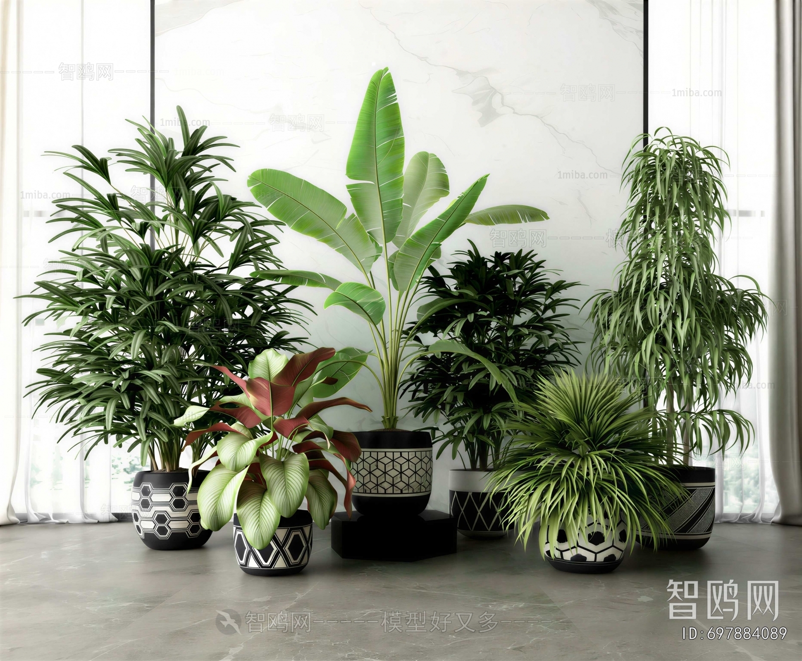 Modern Ground Green Plant Potted Plants
