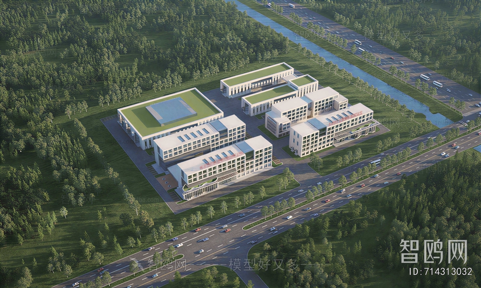 Modern Architectural Bird's-eye View Planning