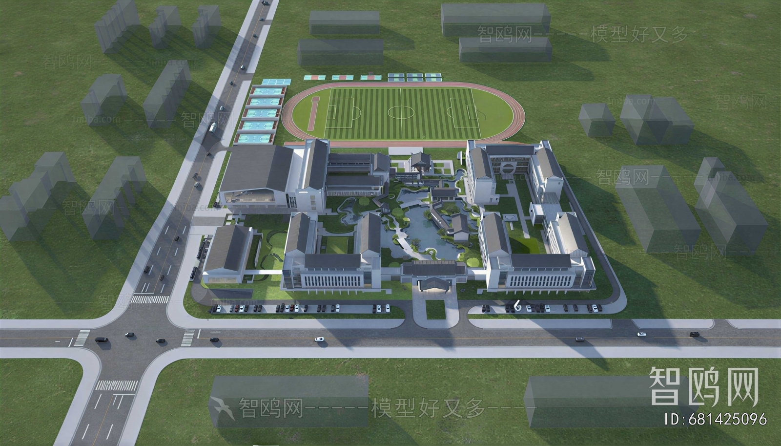 Modern Architectural Bird's-eye View Planning