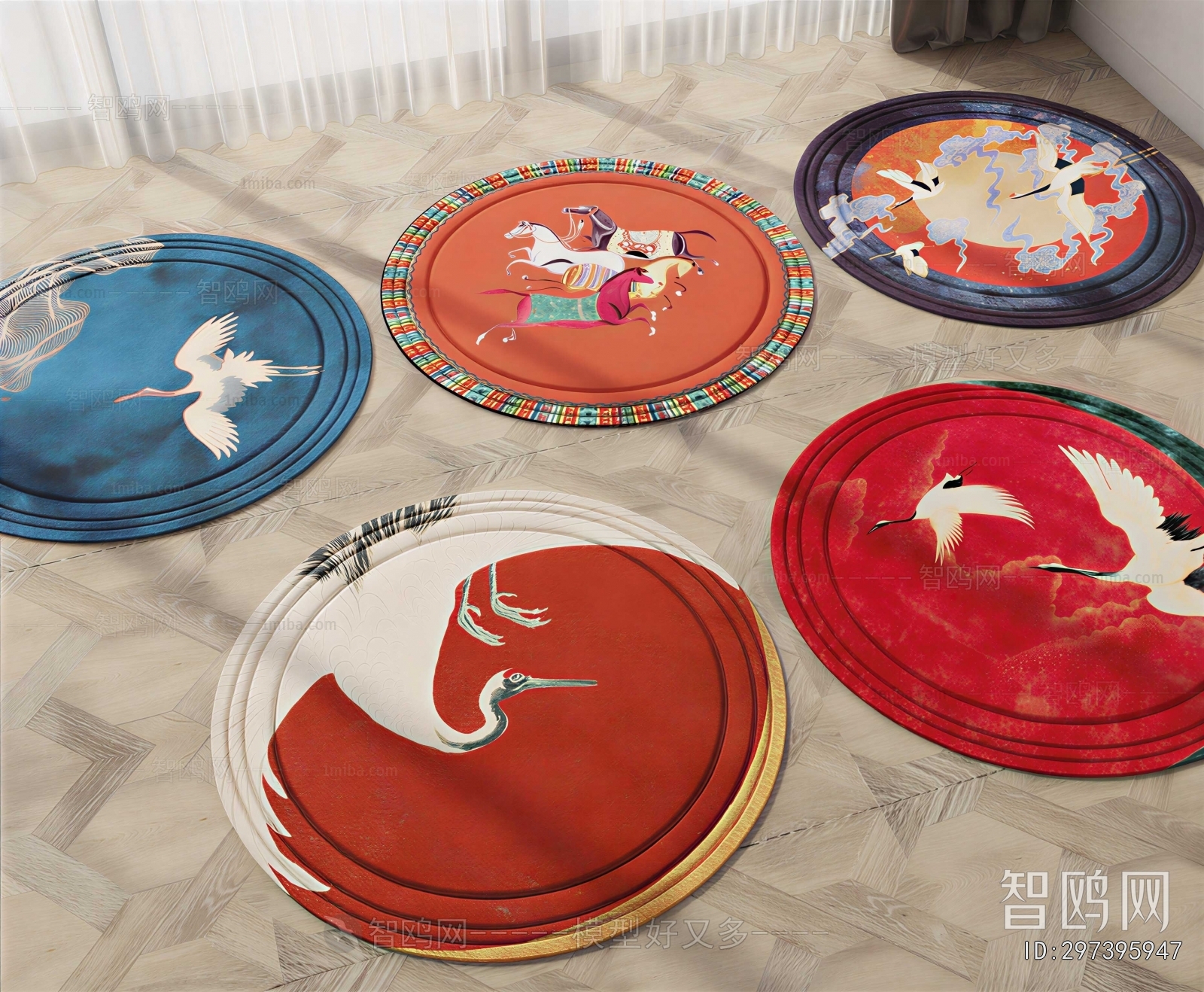 New Chinese Style Circular Carpet