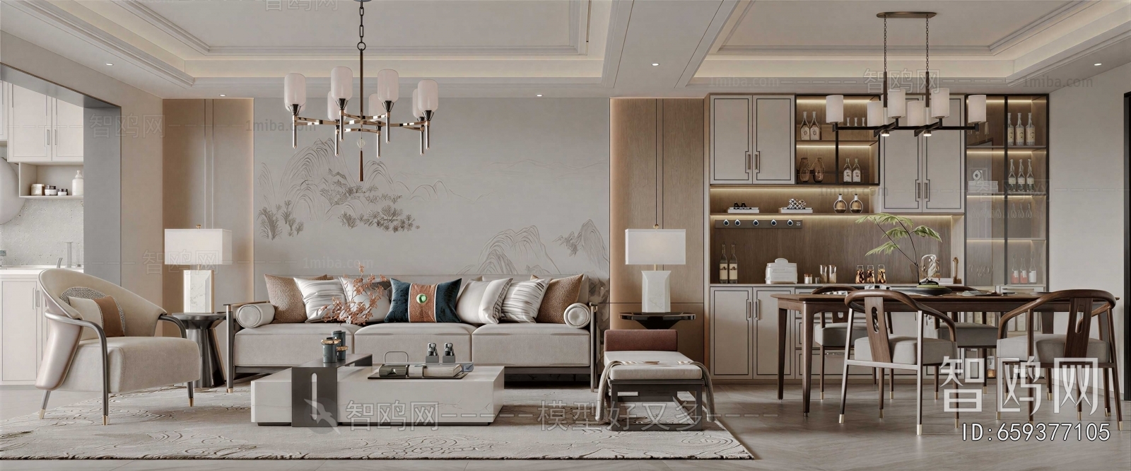 New Chinese Style A Living Room
