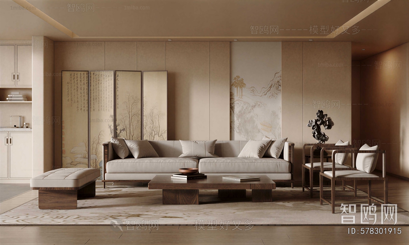 New Chinese Style A Living Room