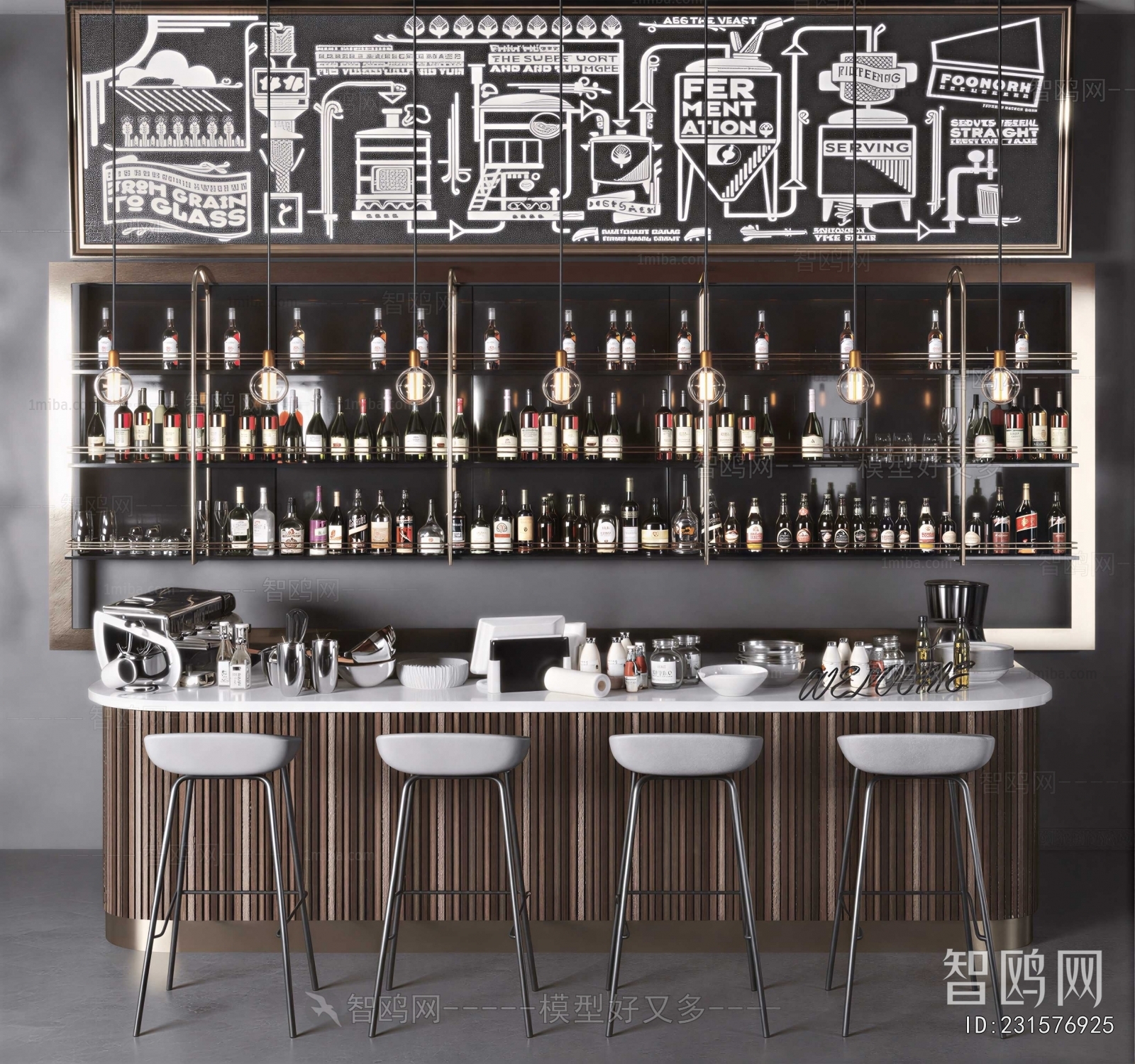 Industrial Style Counter Bar
