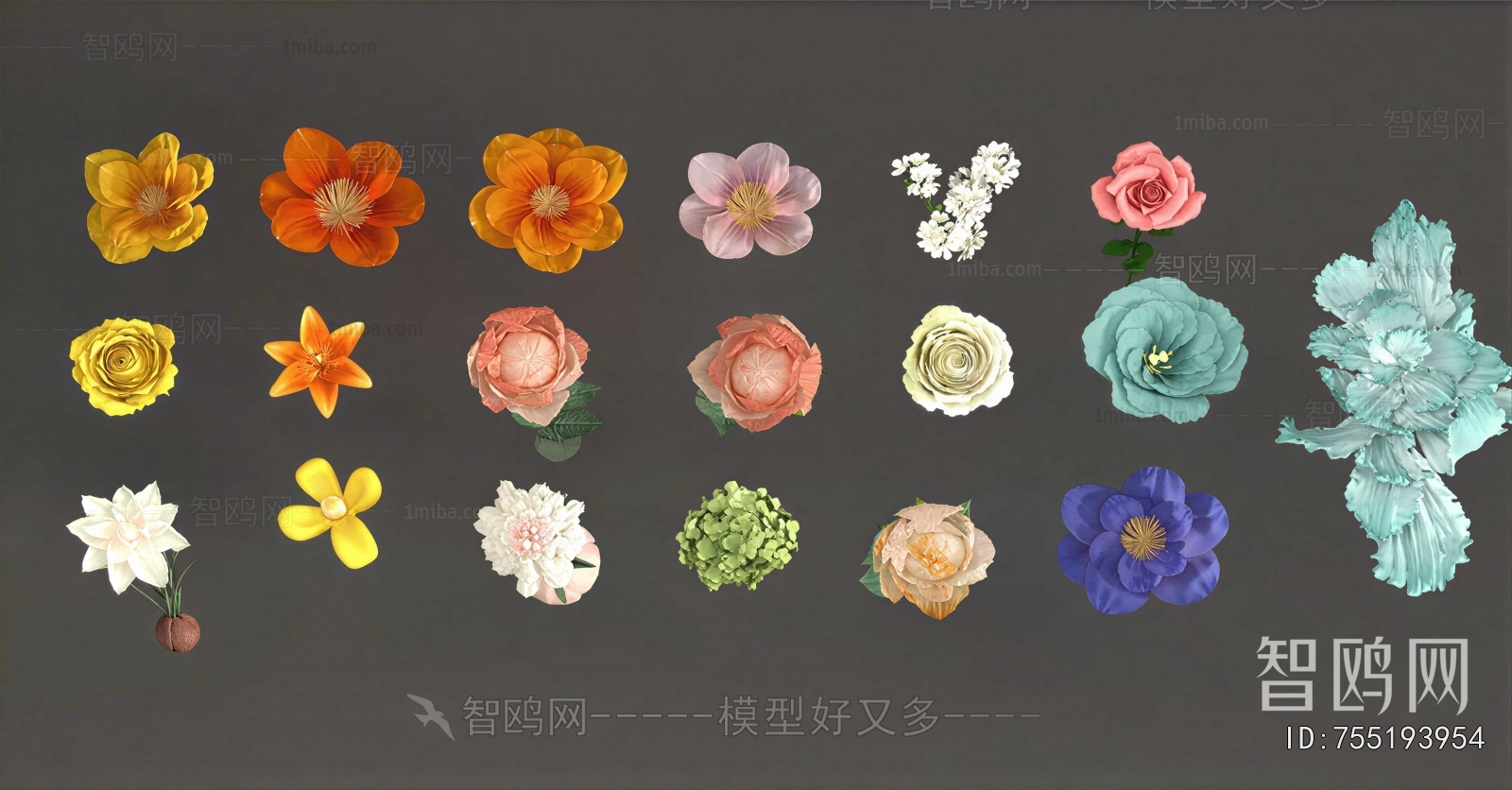 Chinese Style Flowers And Grass