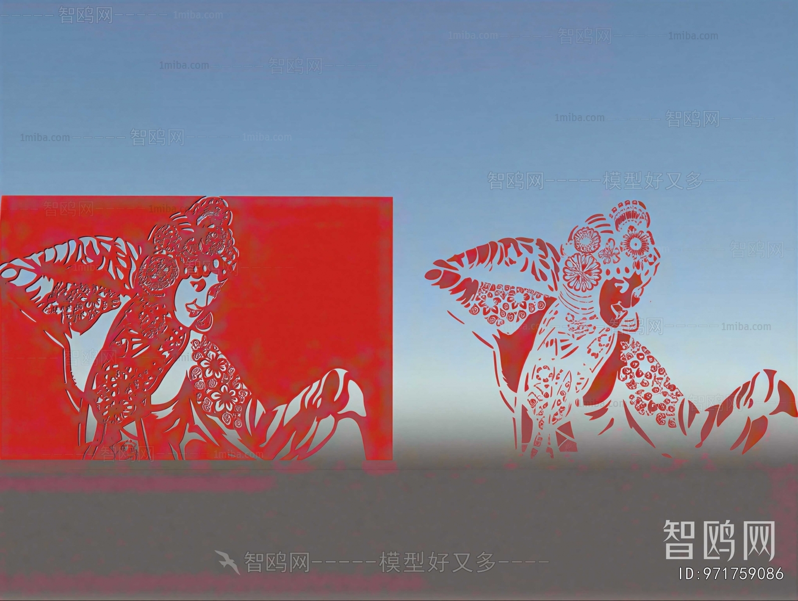 New Chinese Style Sculpture Sketch