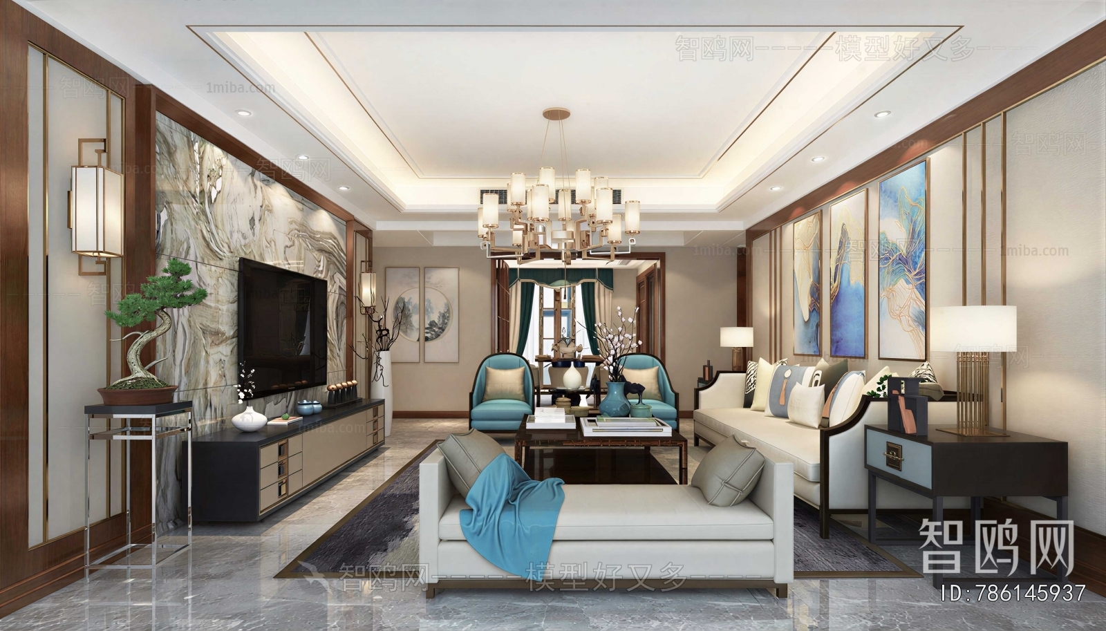 New Chinese Style A Living Room