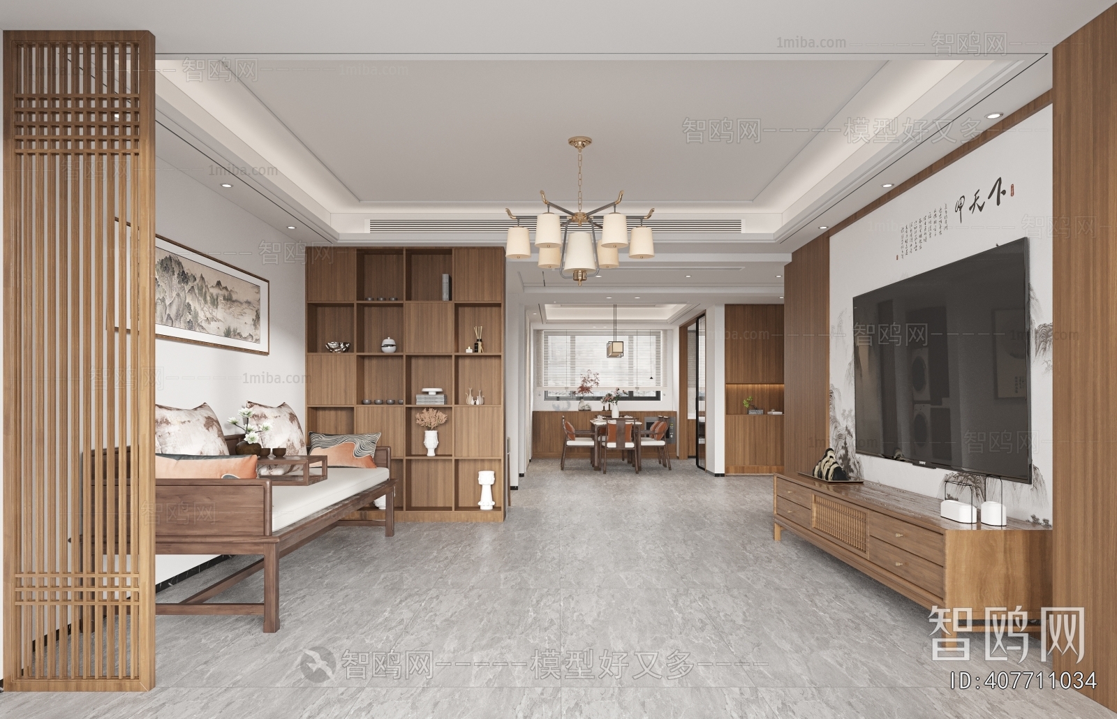 New Chinese Style A Living Room