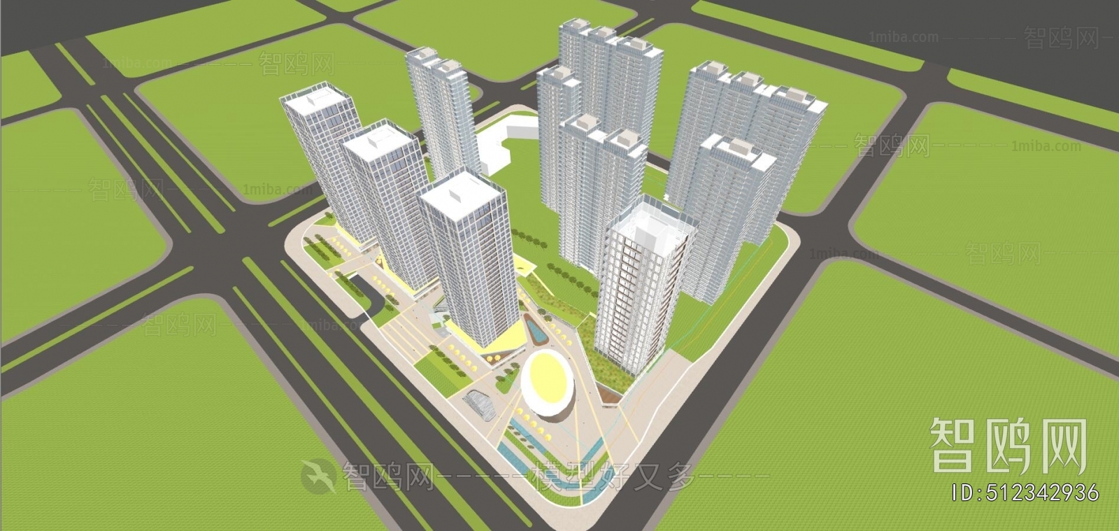Modern Architectural Bird's-eye View Planning