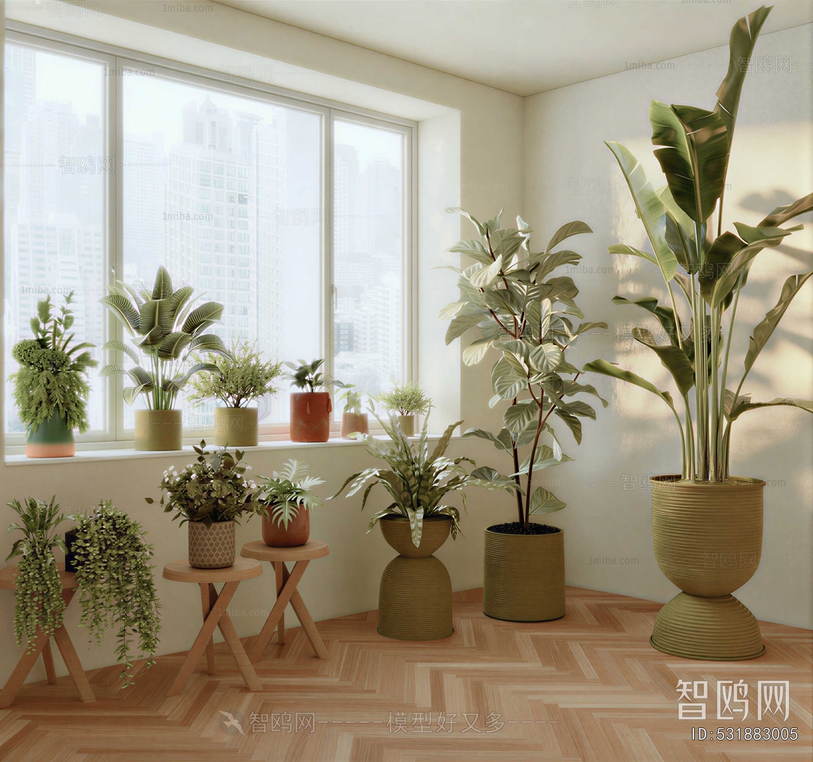 Modern Ground Green Plant Potted Plants