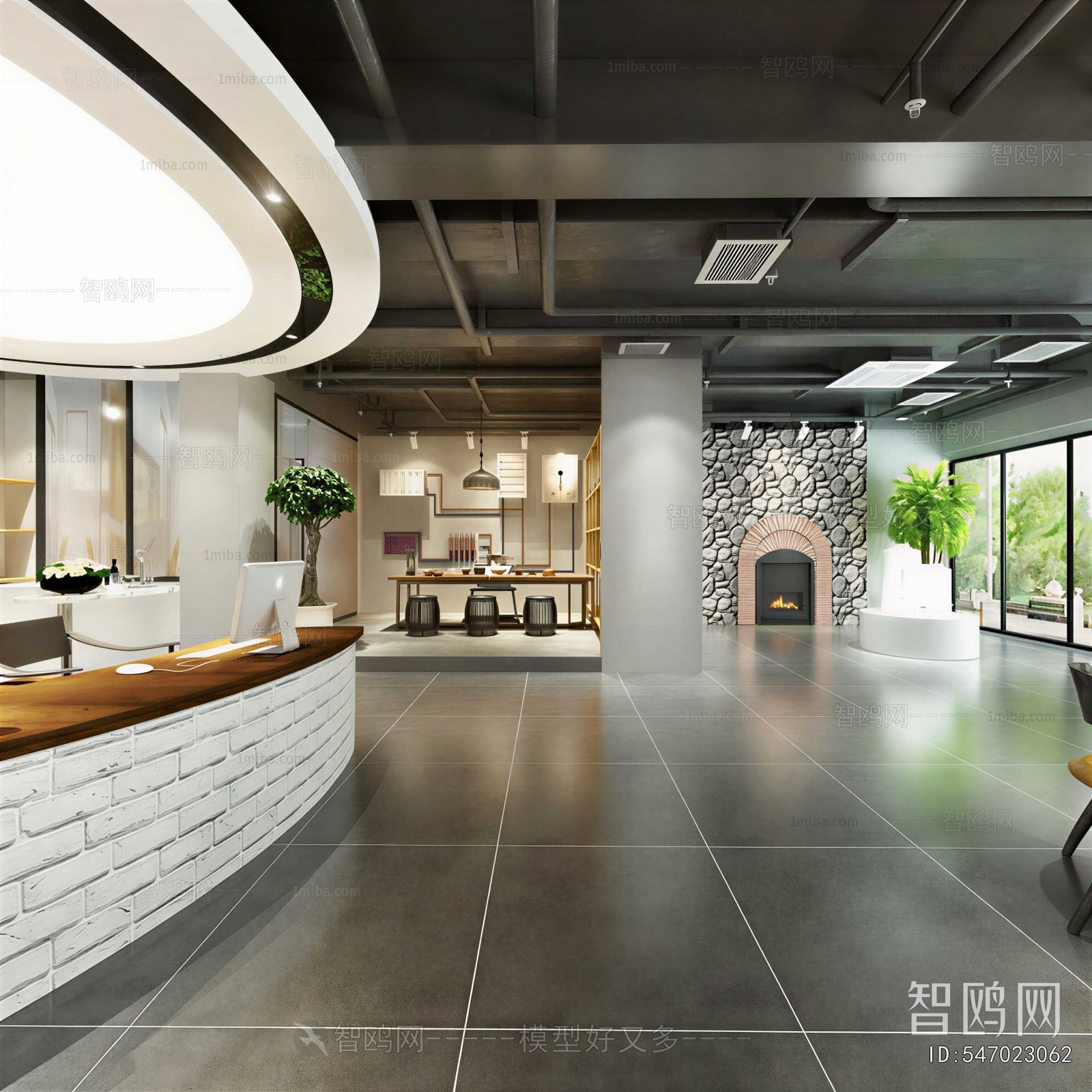 Industrial Style Office Reception Desk