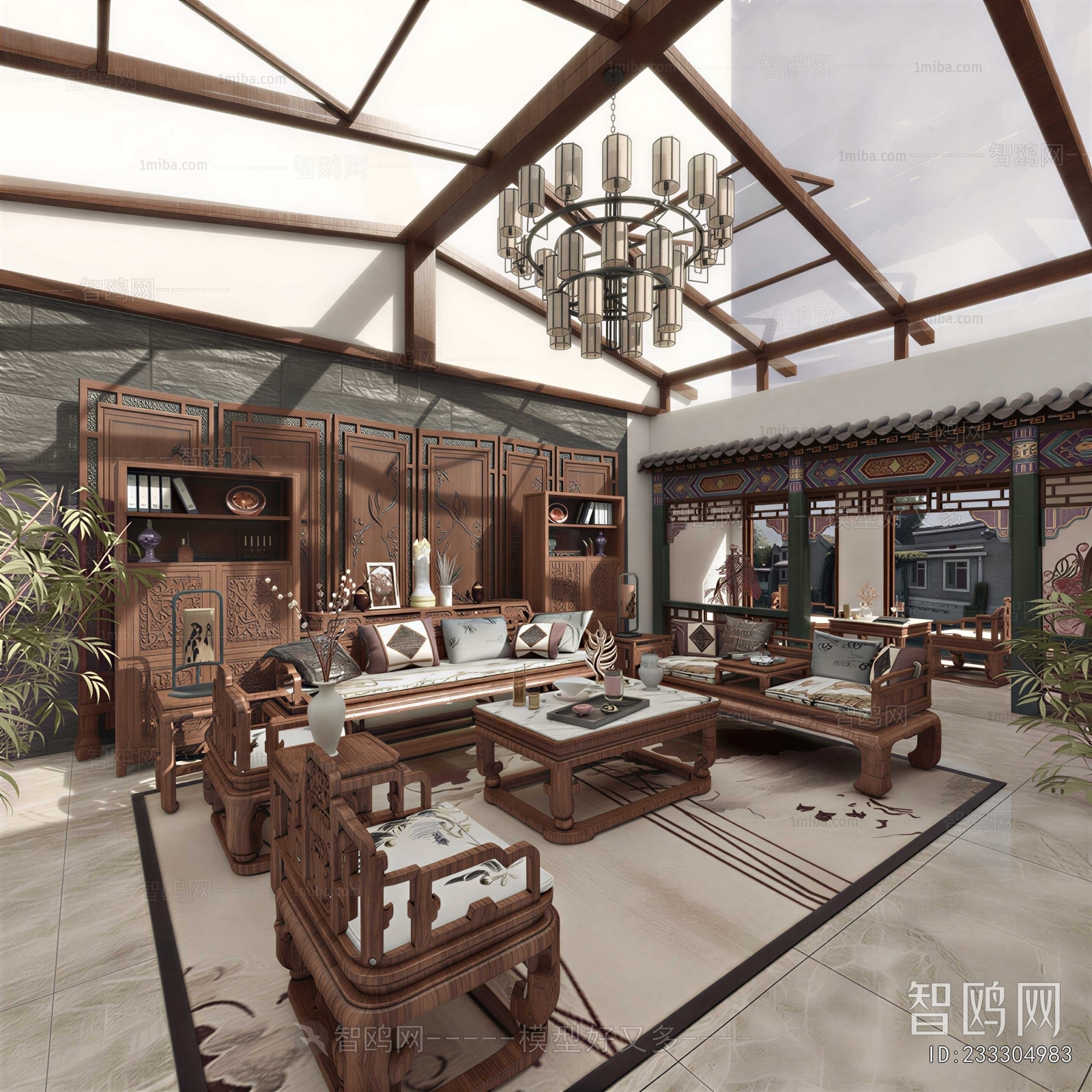 New Chinese Style Glass Sun Room