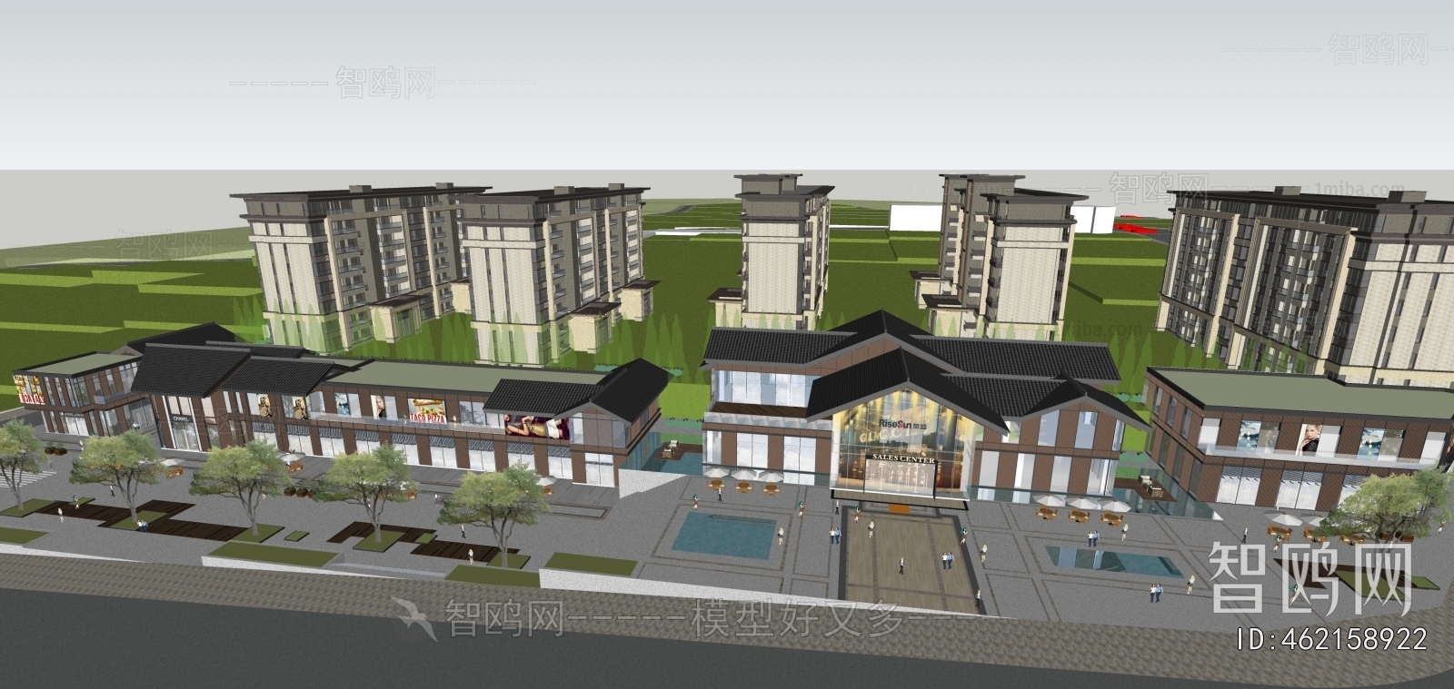 New Chinese Style Appearance Of Commercial Building