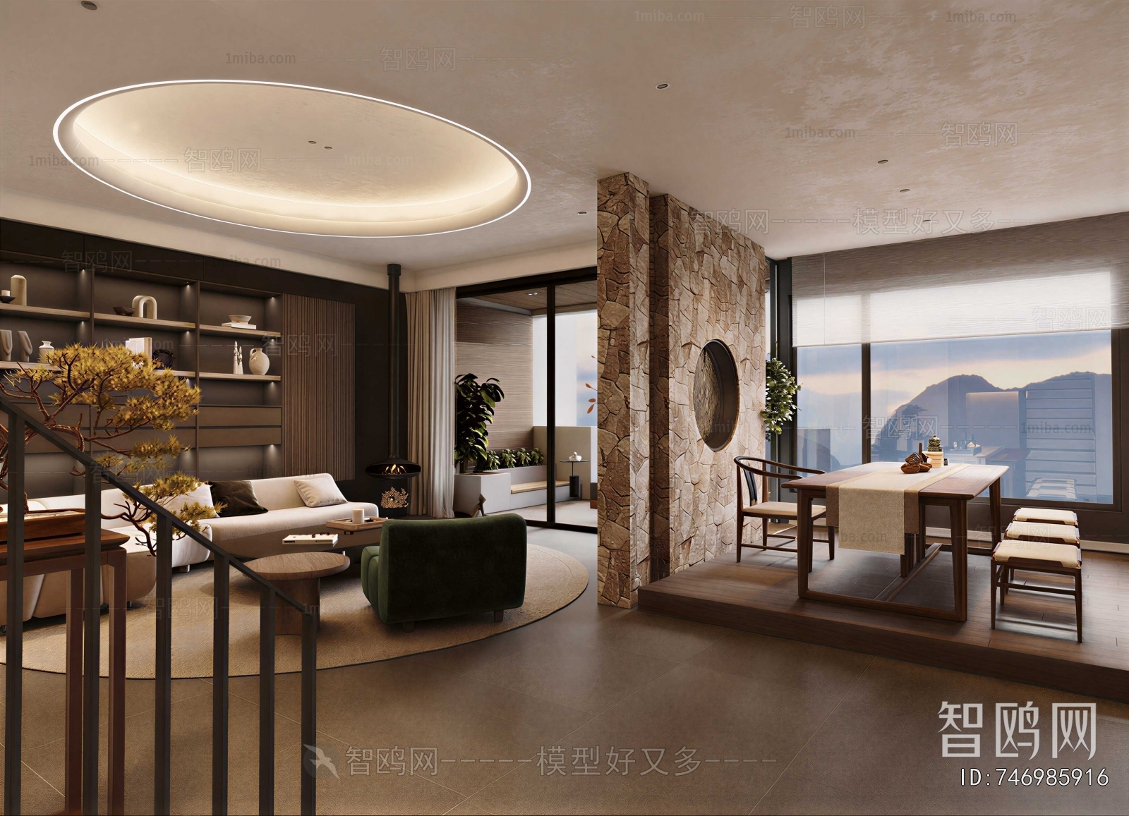 New Chinese Style A Living Room