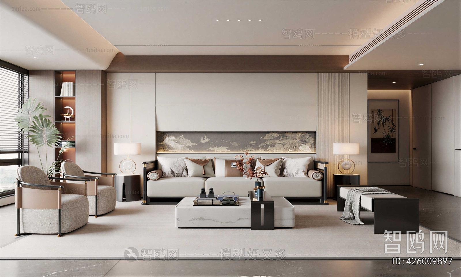 New Chinese Style A Living Room