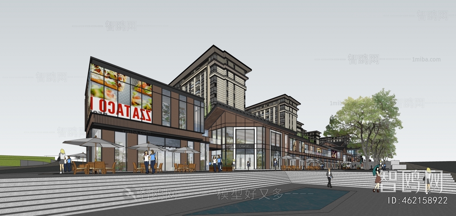 New Chinese Style Appearance Of Commercial Building