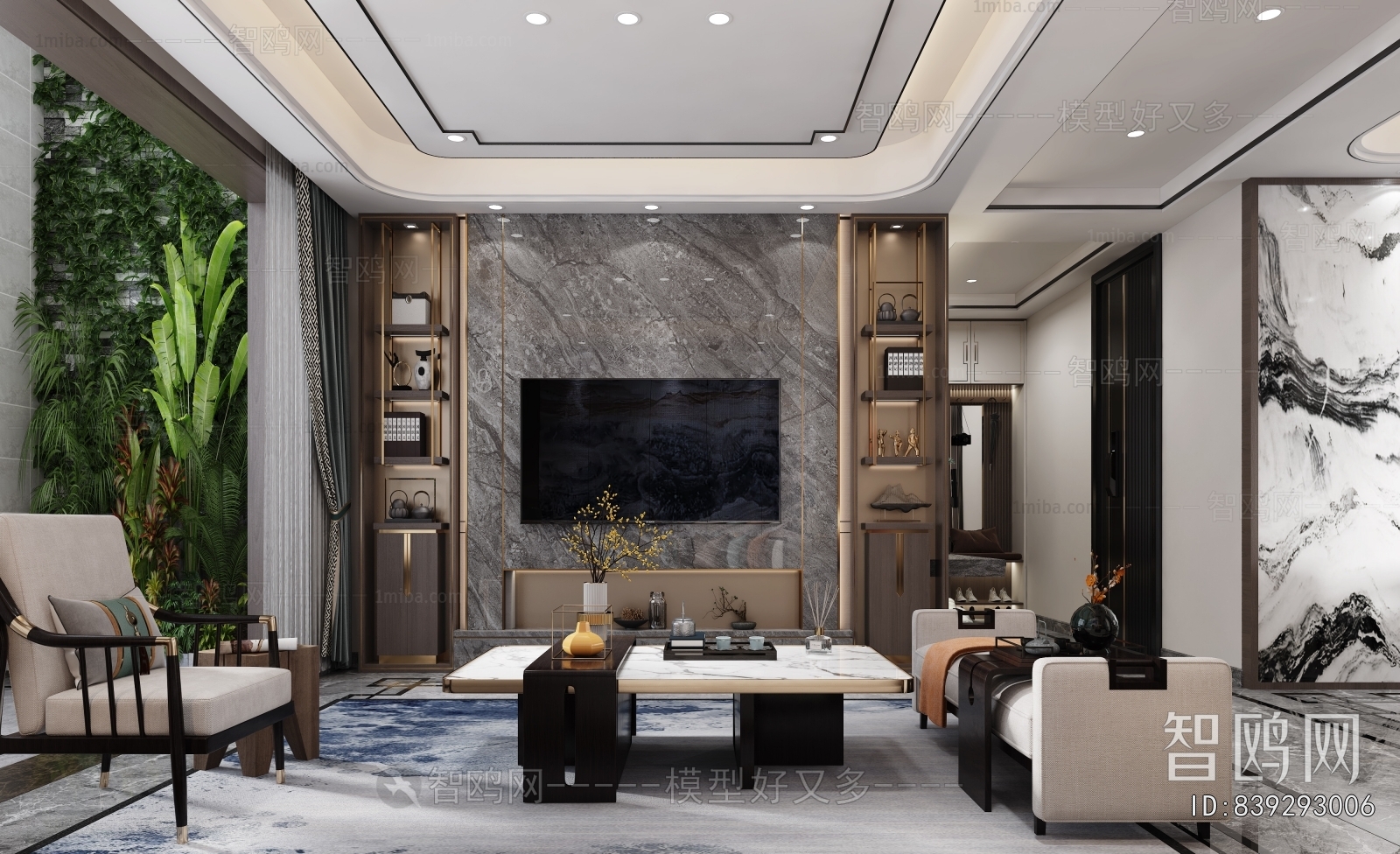 New Chinese Style A Living Room