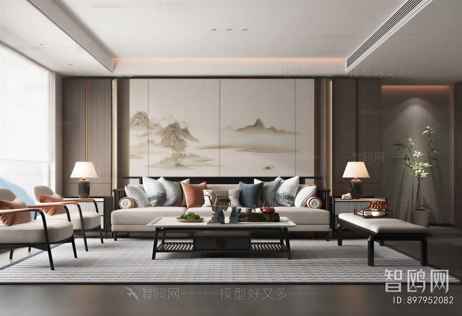 New Chinese Style A Living Room