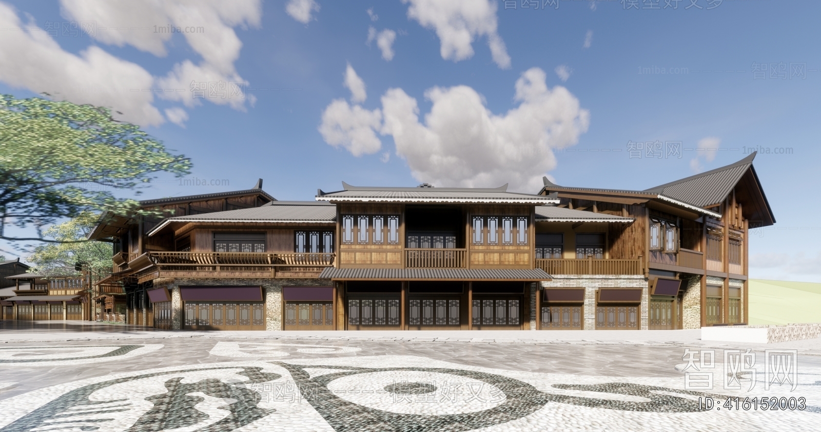 New Chinese Style Architectural Bird's-eye View Planning