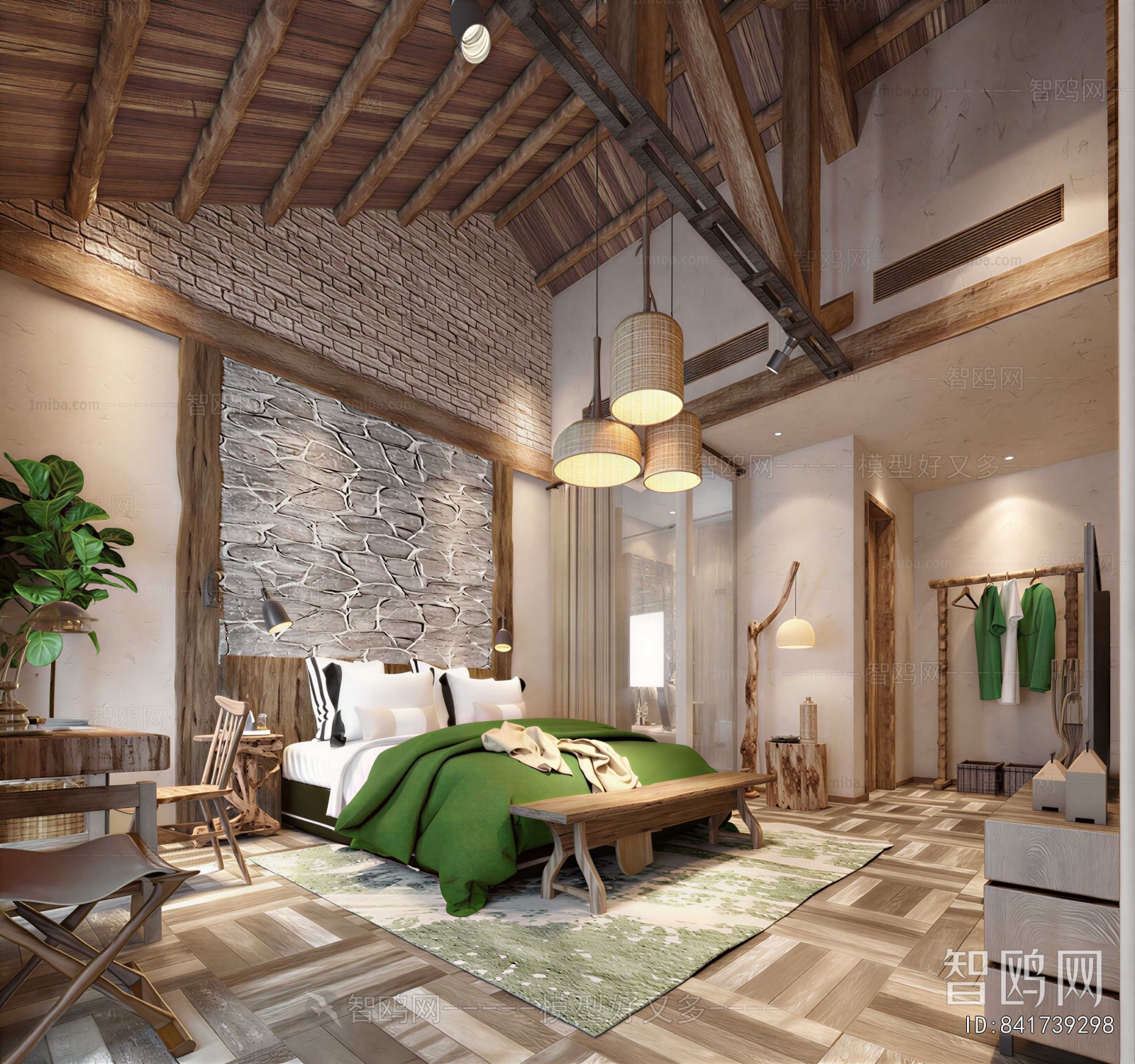 Wabi-sabi Style Guest Room