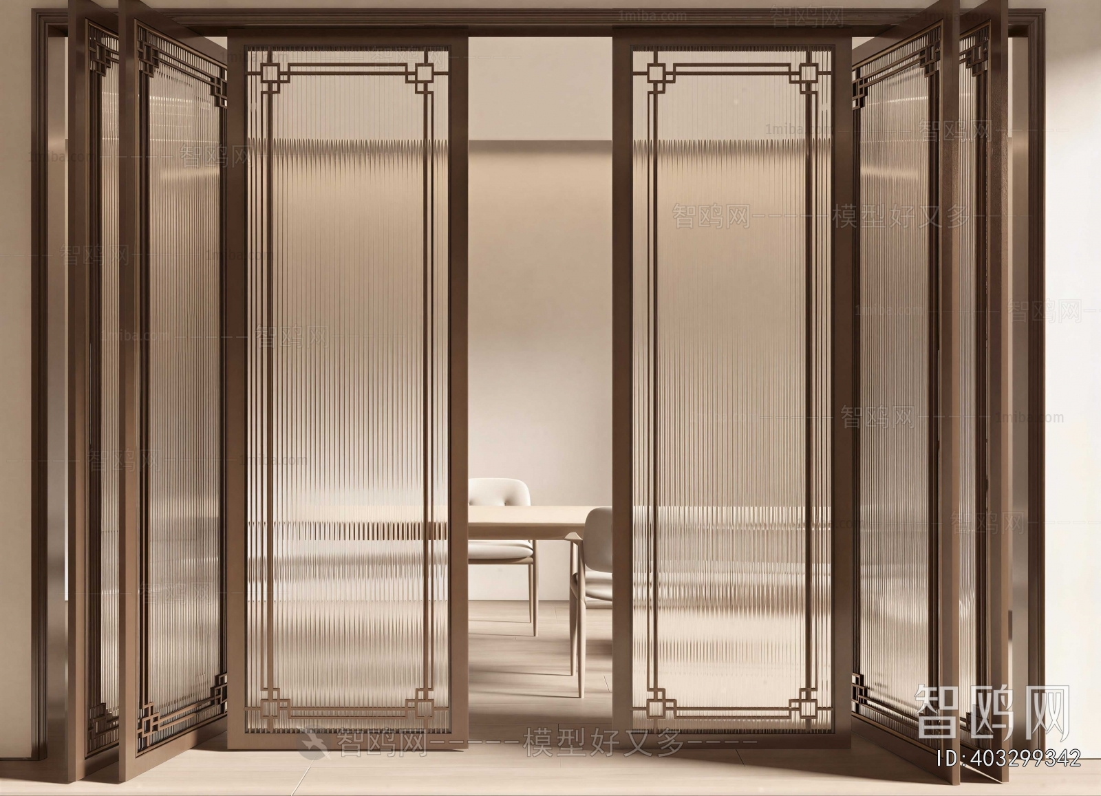 New Chinese Style Glass Screen Partition