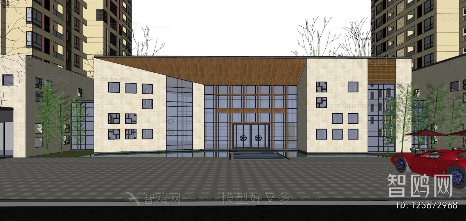 New Chinese Style Appearance Of Commercial Building