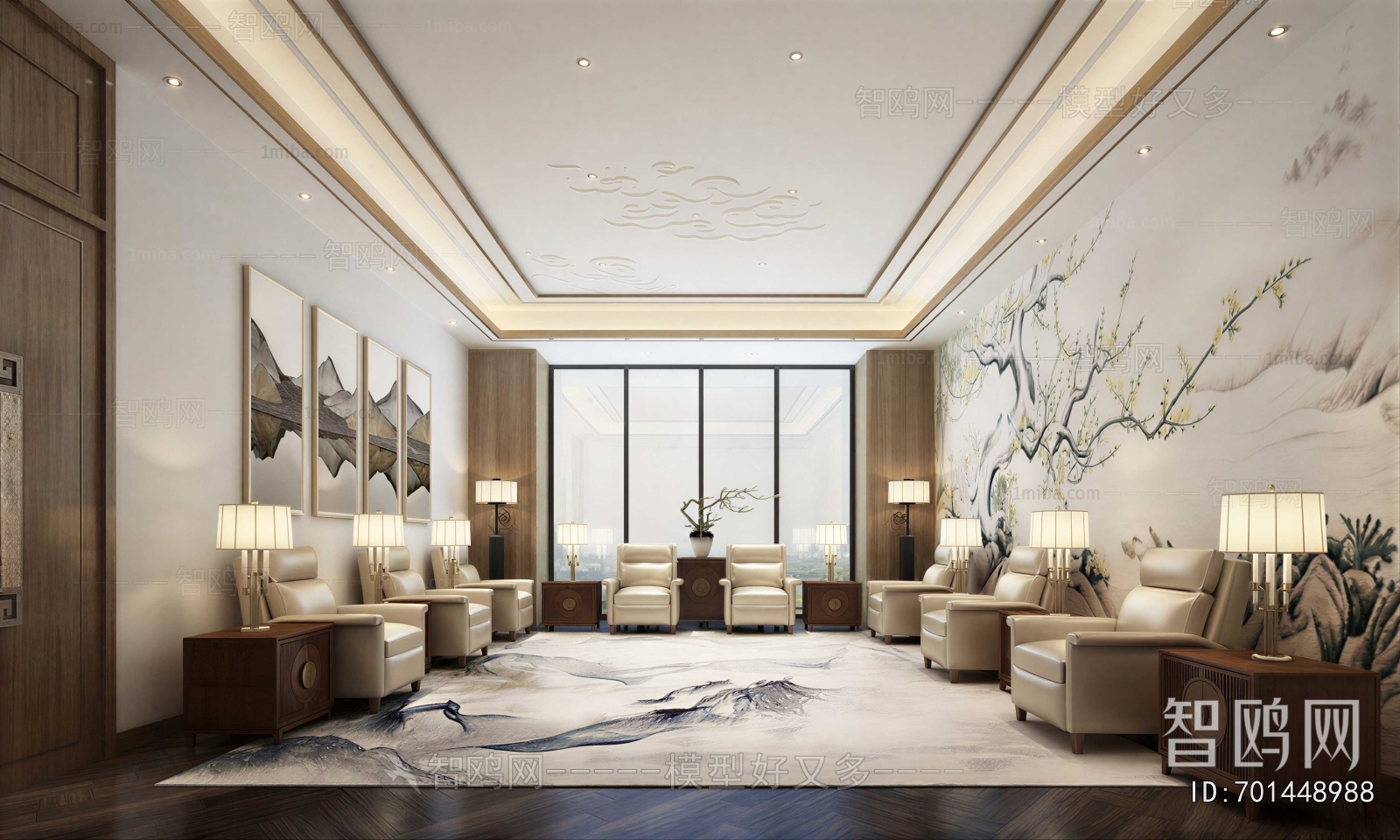 New Chinese Style Office Living Room