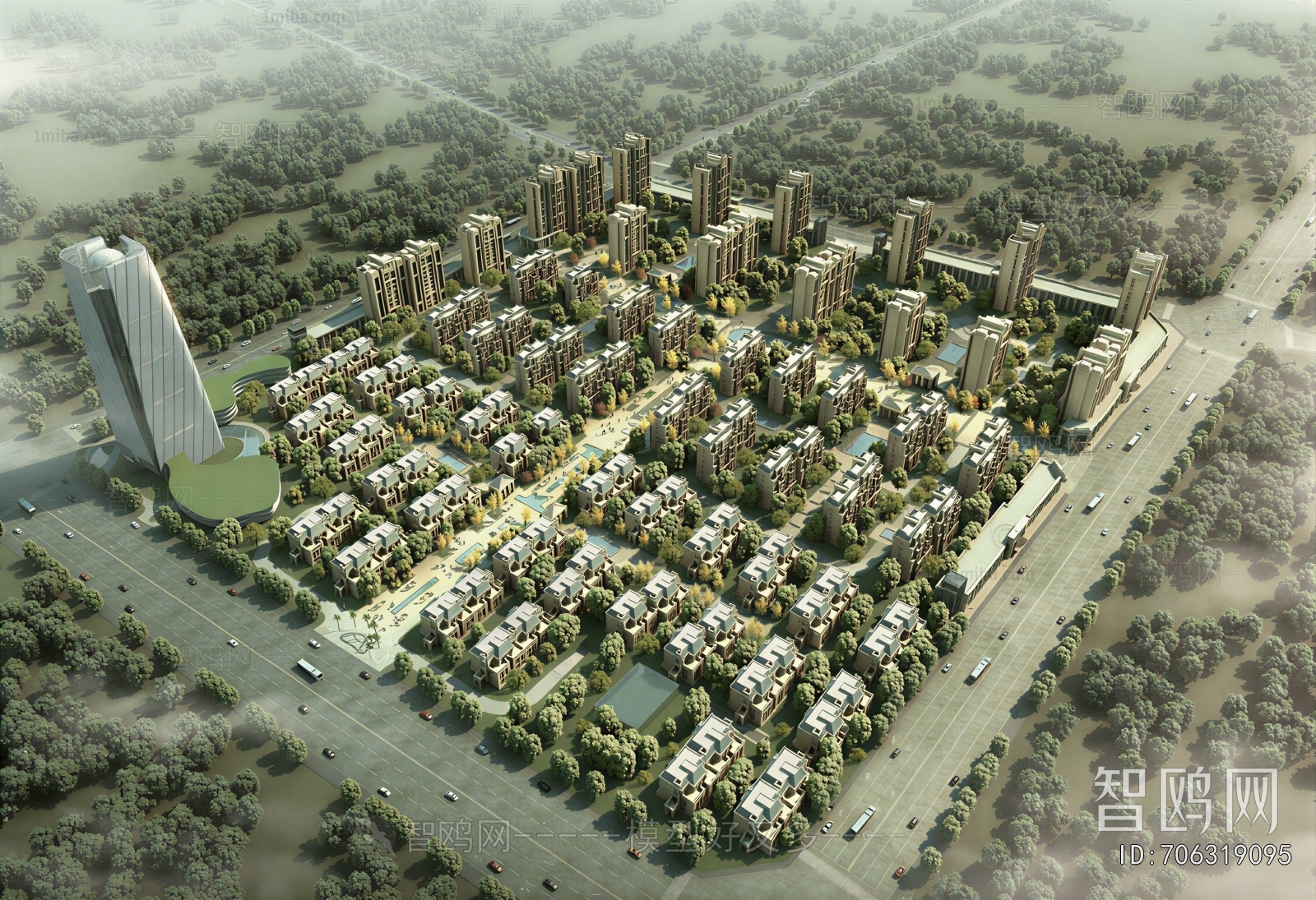 Modern Architectural Bird's-eye View Planning