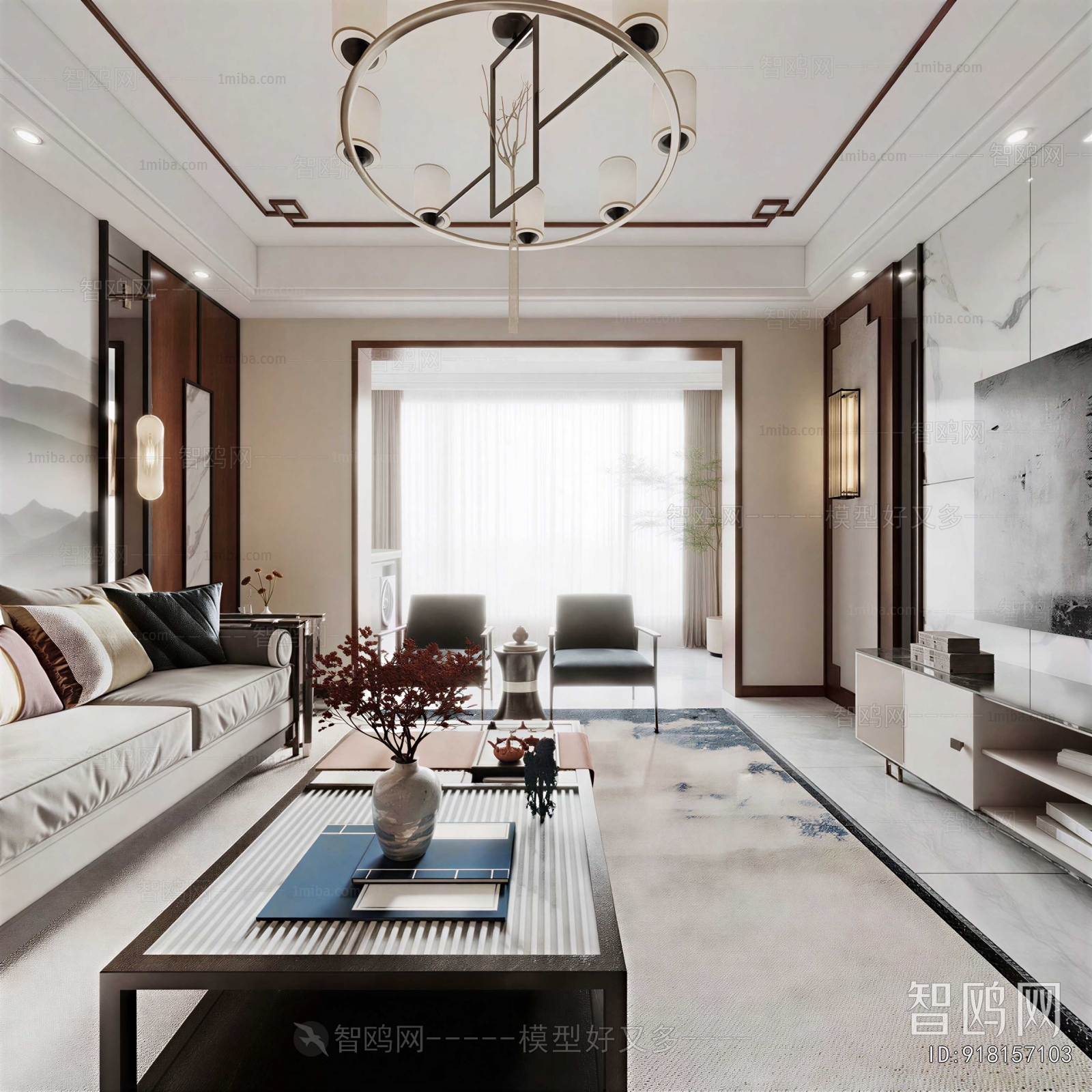 New Chinese Style A Living Room