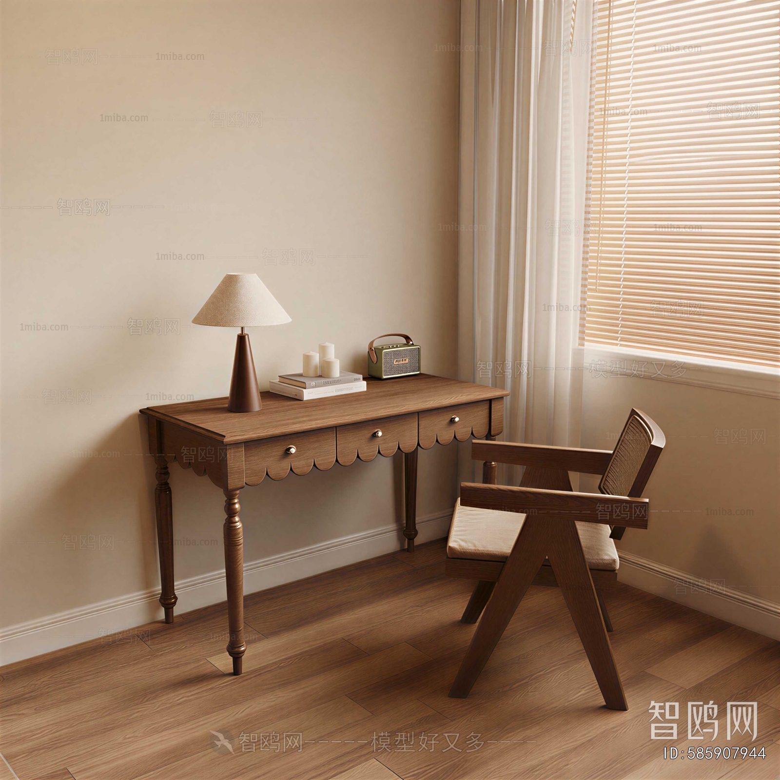 French Style Computer Desk And Chair