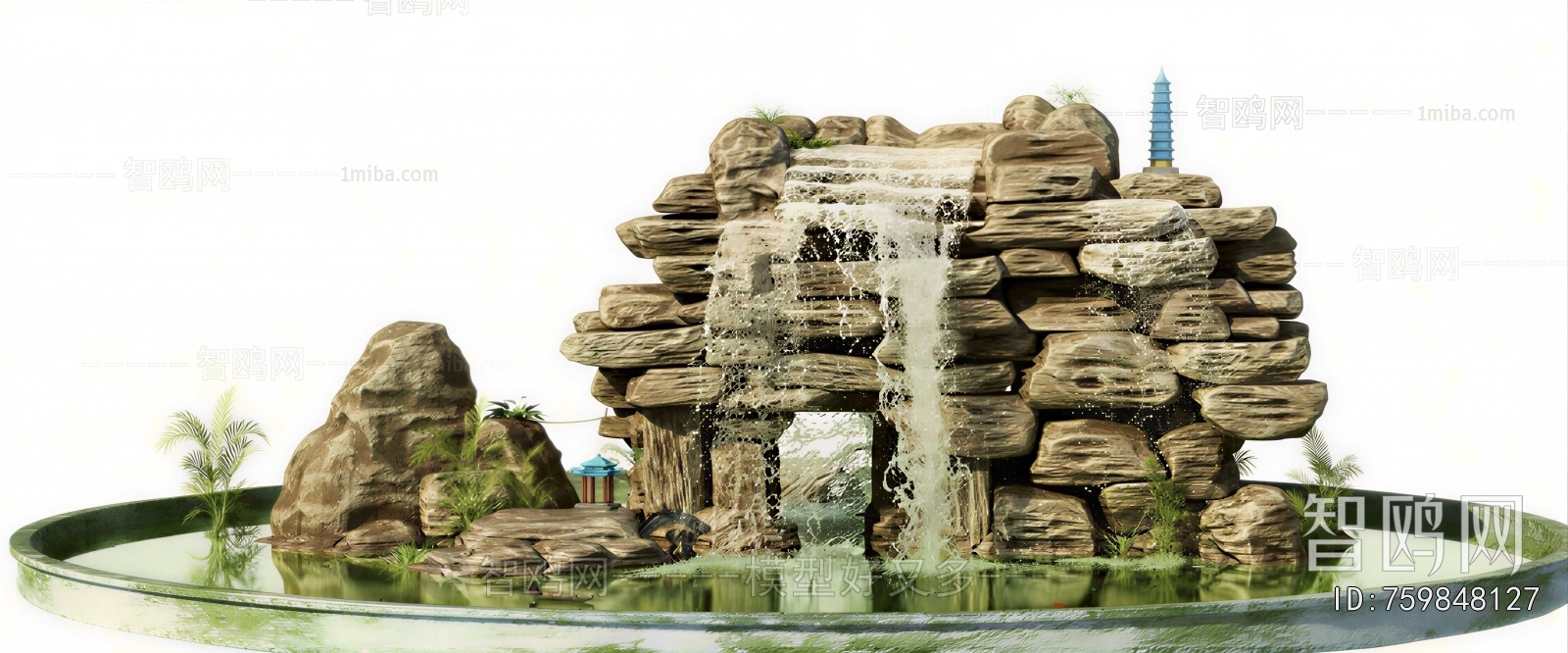 New Chinese Style Rockery Waterscape