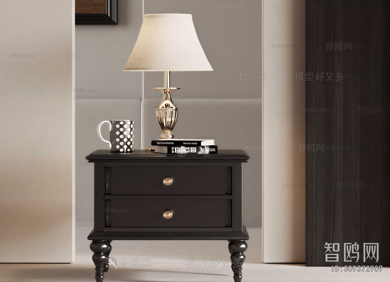 French Style Bedside Cupboard
