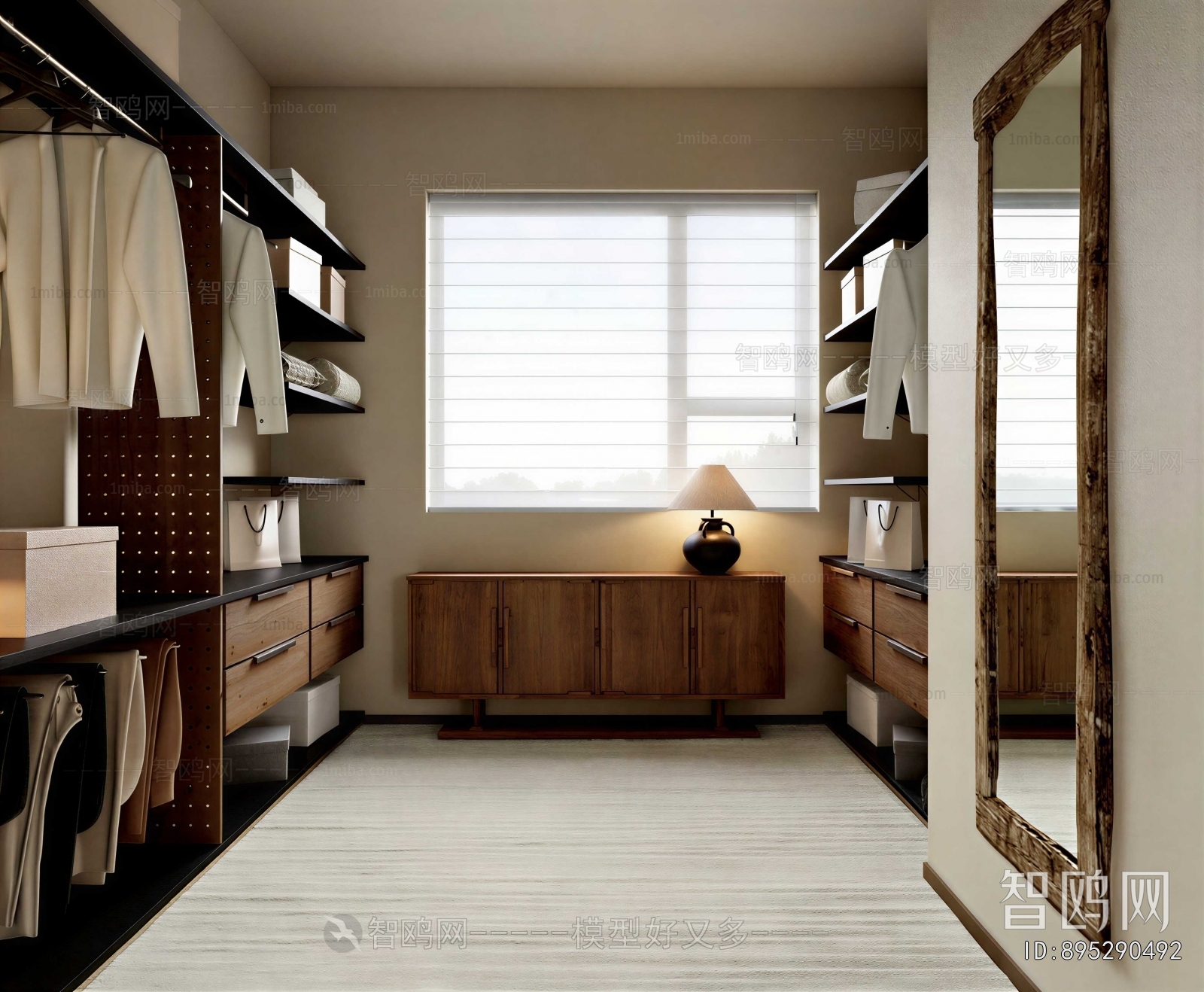 Wabi-sabi Style Clothes Storage Area