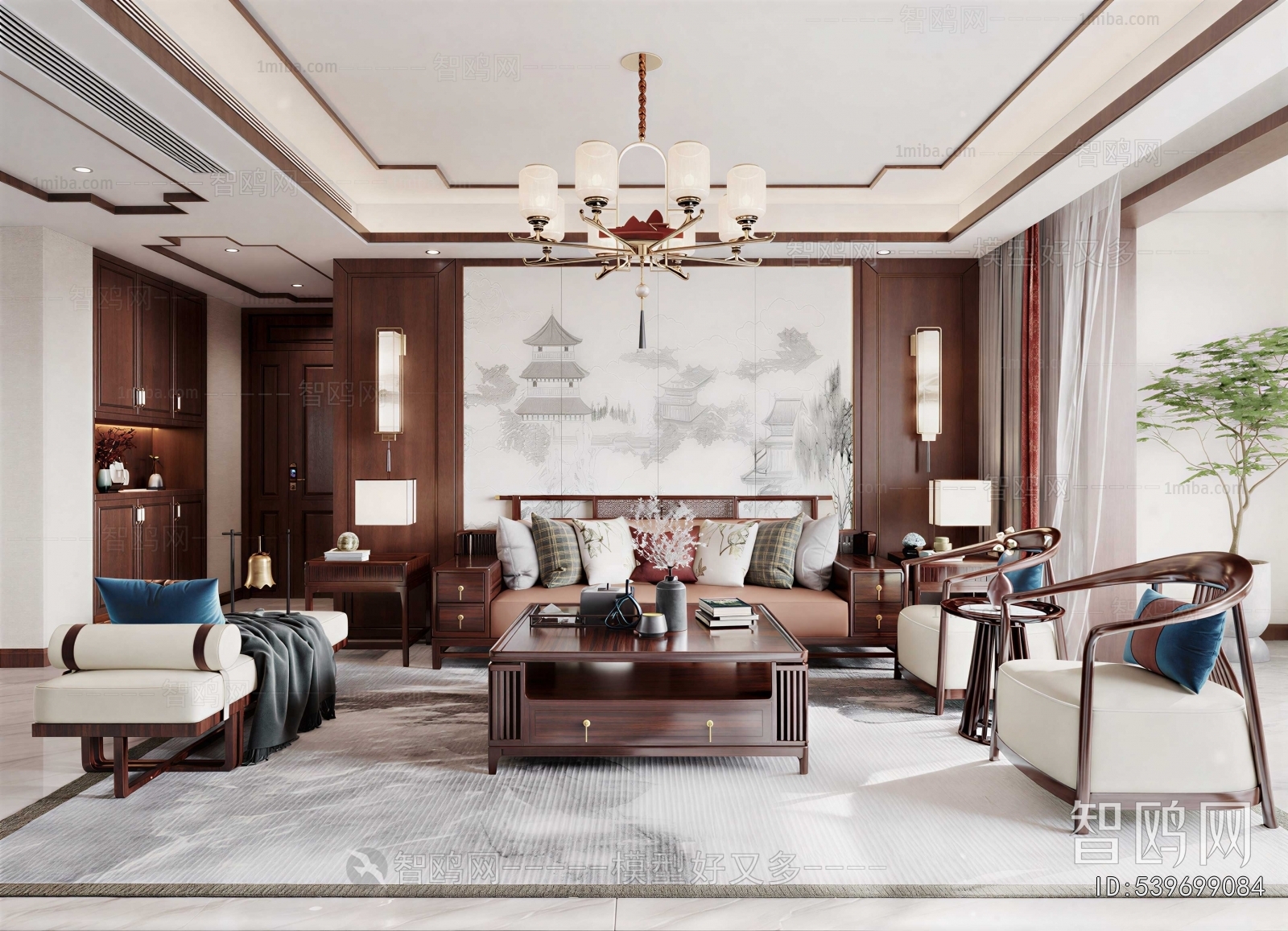 New Chinese Style A Living Room