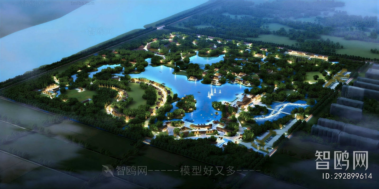 New Chinese Style Architectural Bird's-eye View Planning