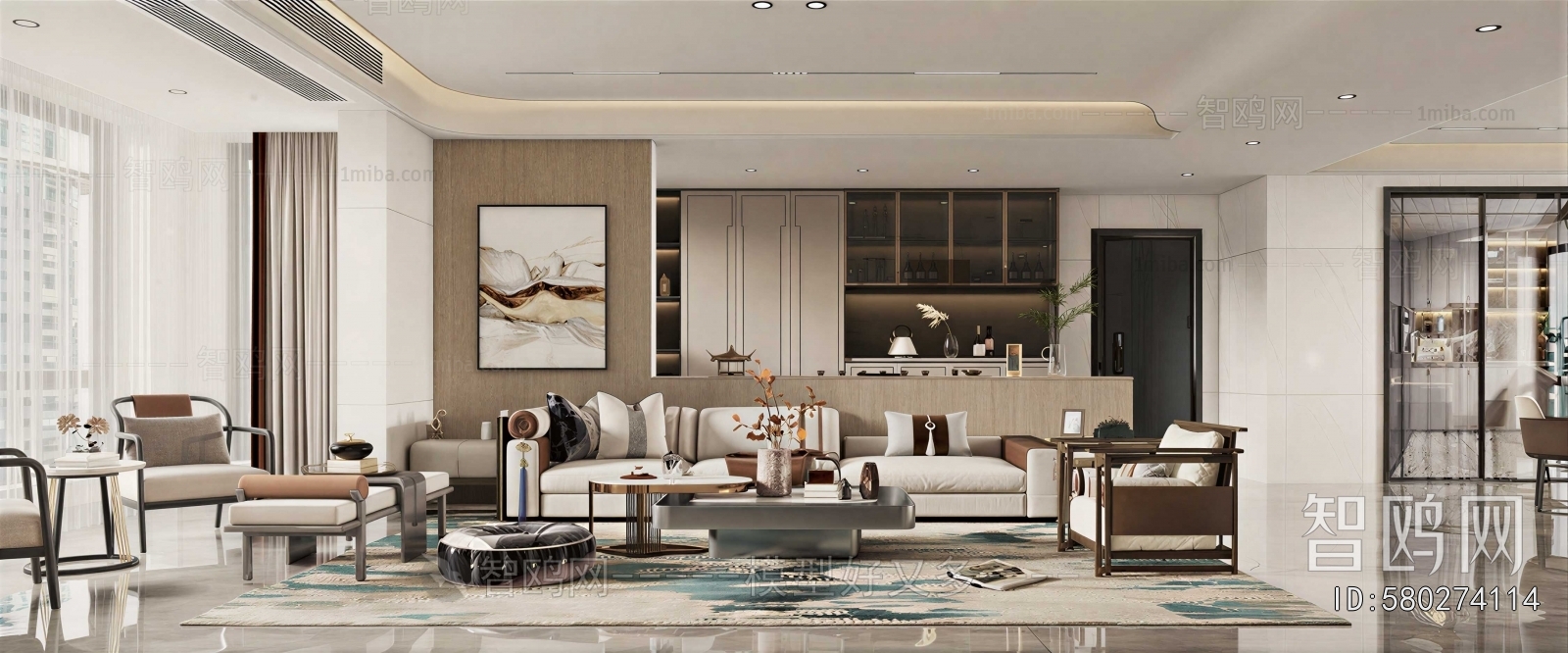 New Chinese Style A Living Room