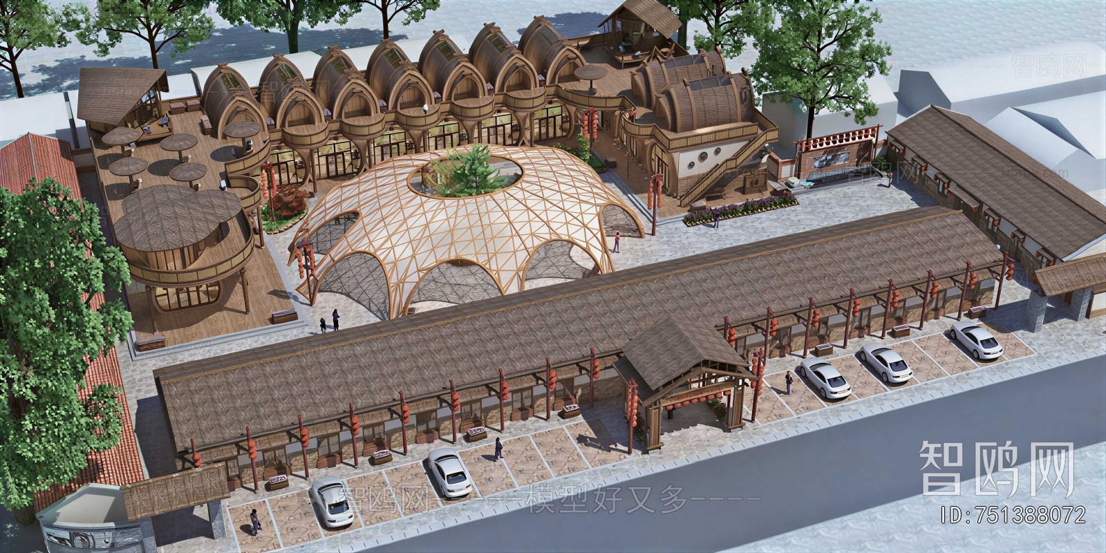New Chinese Style Architectural Bird's-eye View Planning