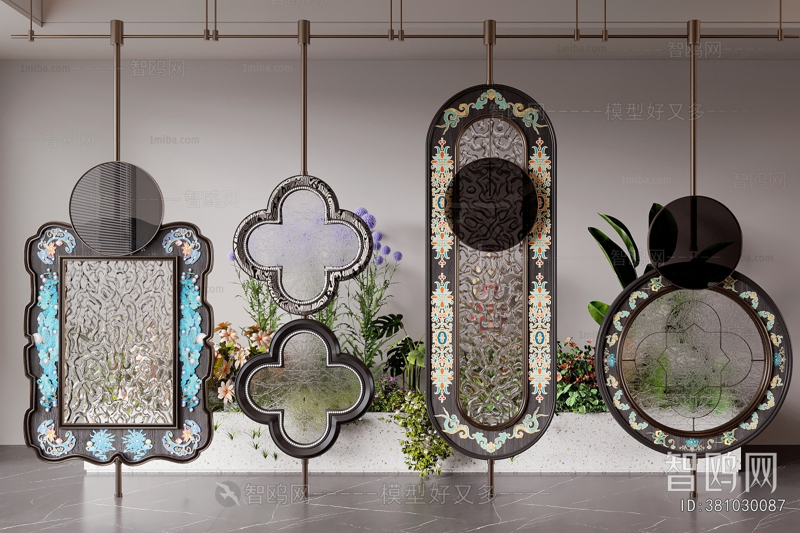 Country Style Glass Screen Partition