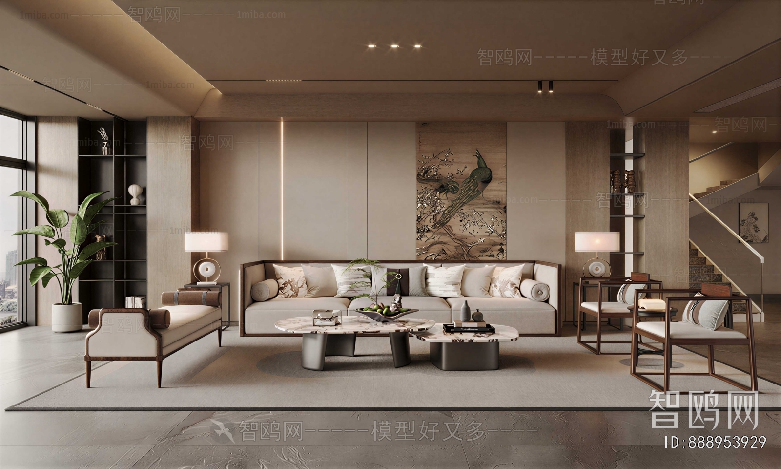New Chinese Style A Living Room