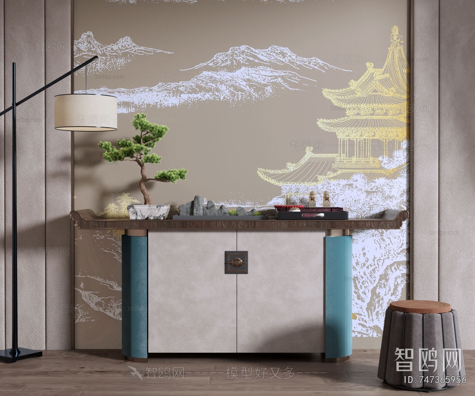New Chinese Style Side Cabinet